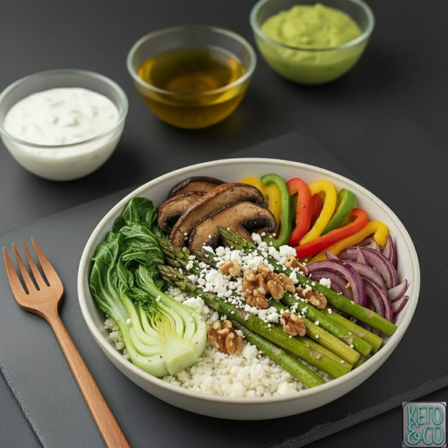 وعاء كيتو بالخضار المشوية