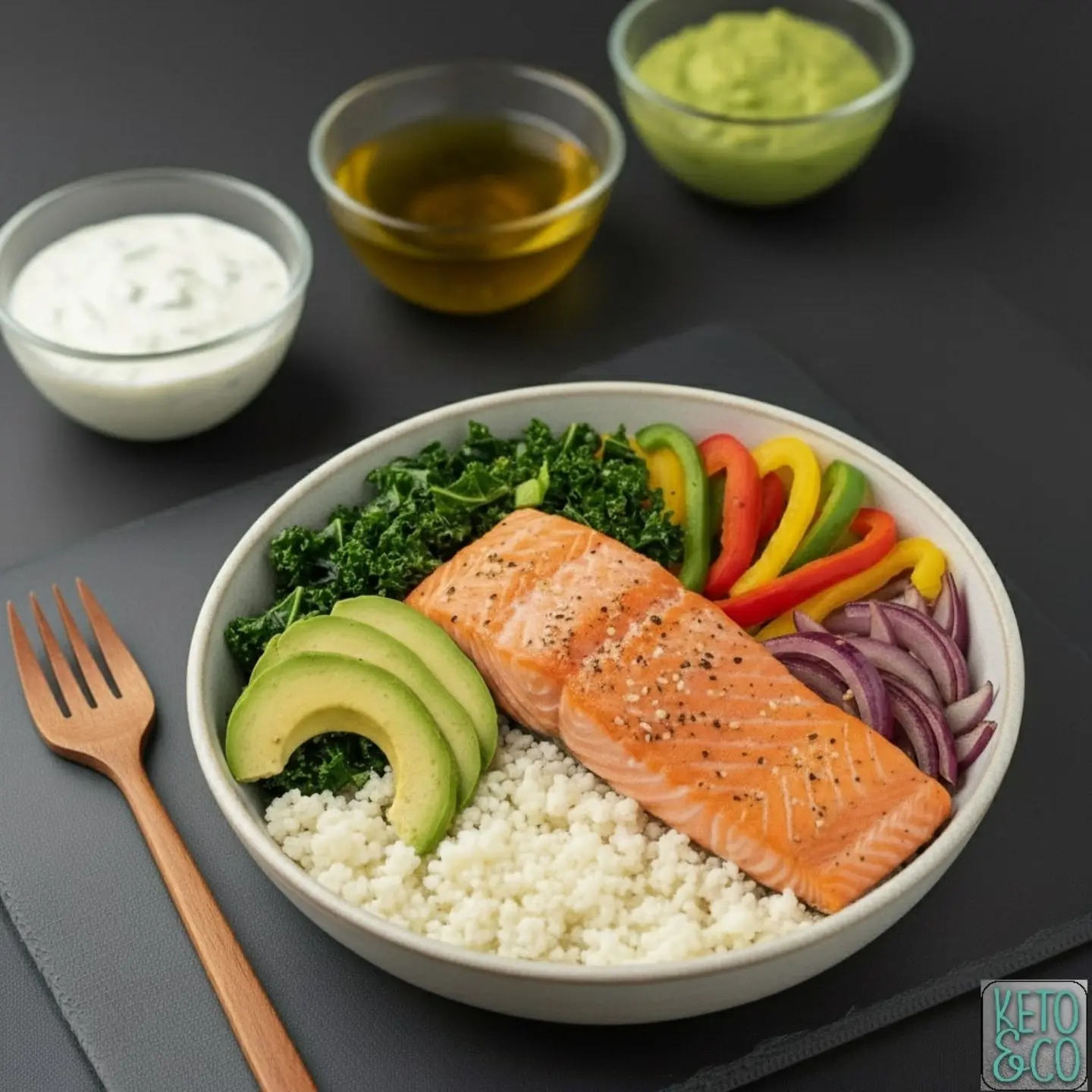 وعاء كيتو بالسلمون