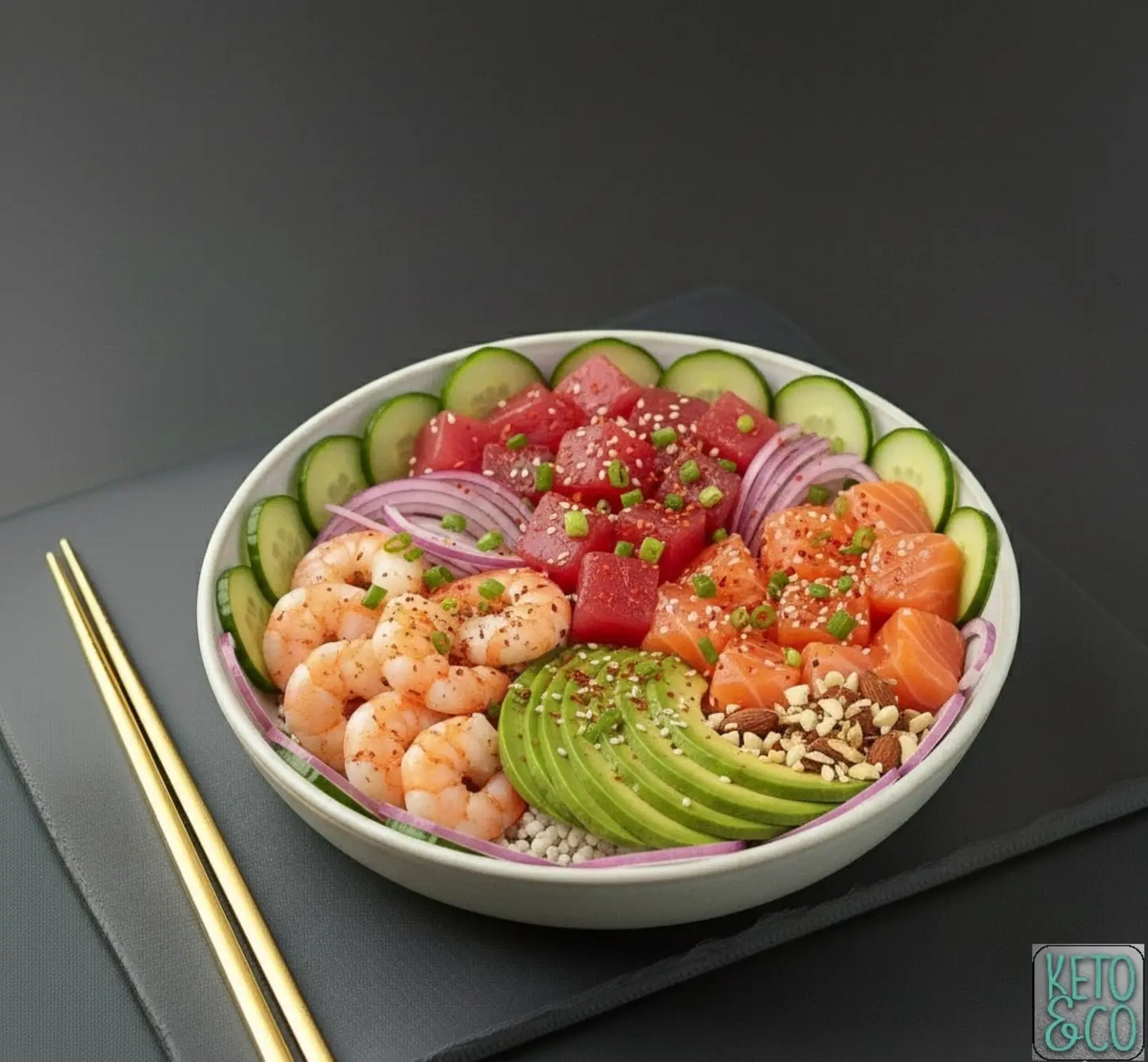 وعاء كيتو بالمأكولات البحرية