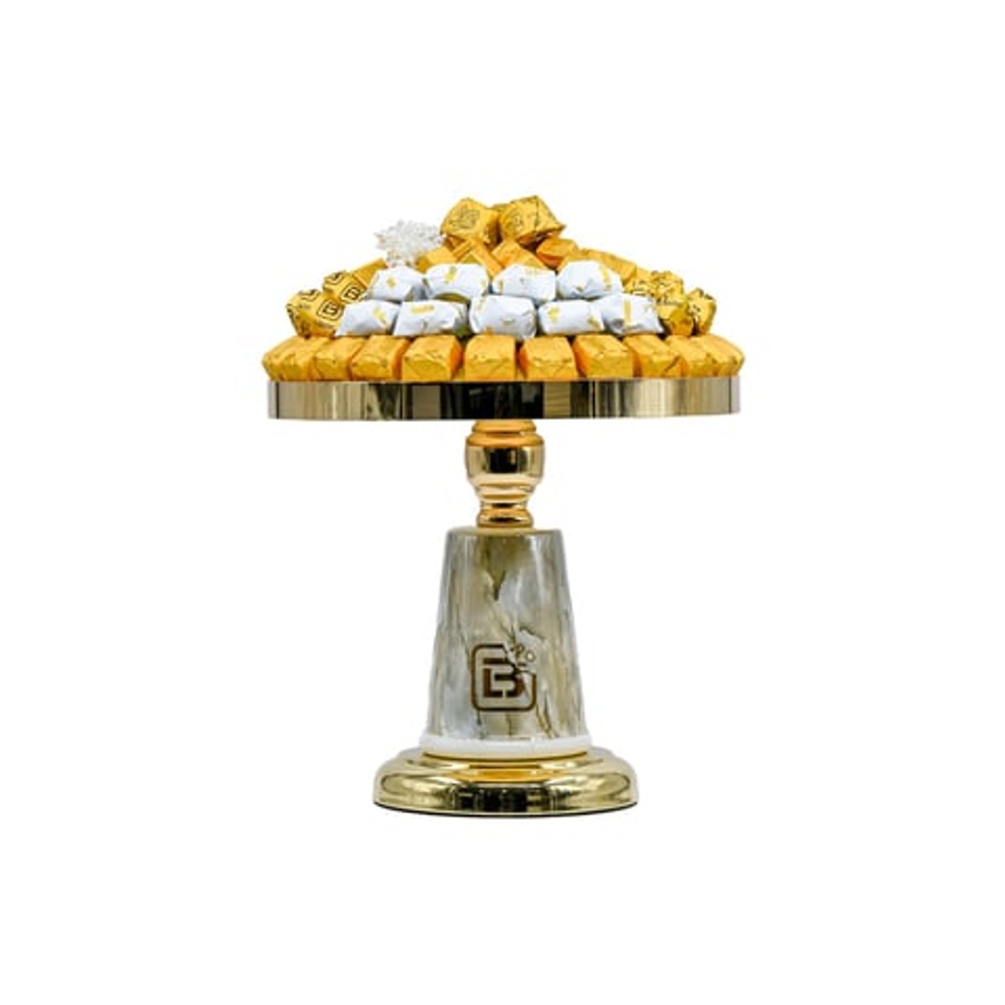 فازة ستيل ذهبي بقاعدة رخامية 03003323