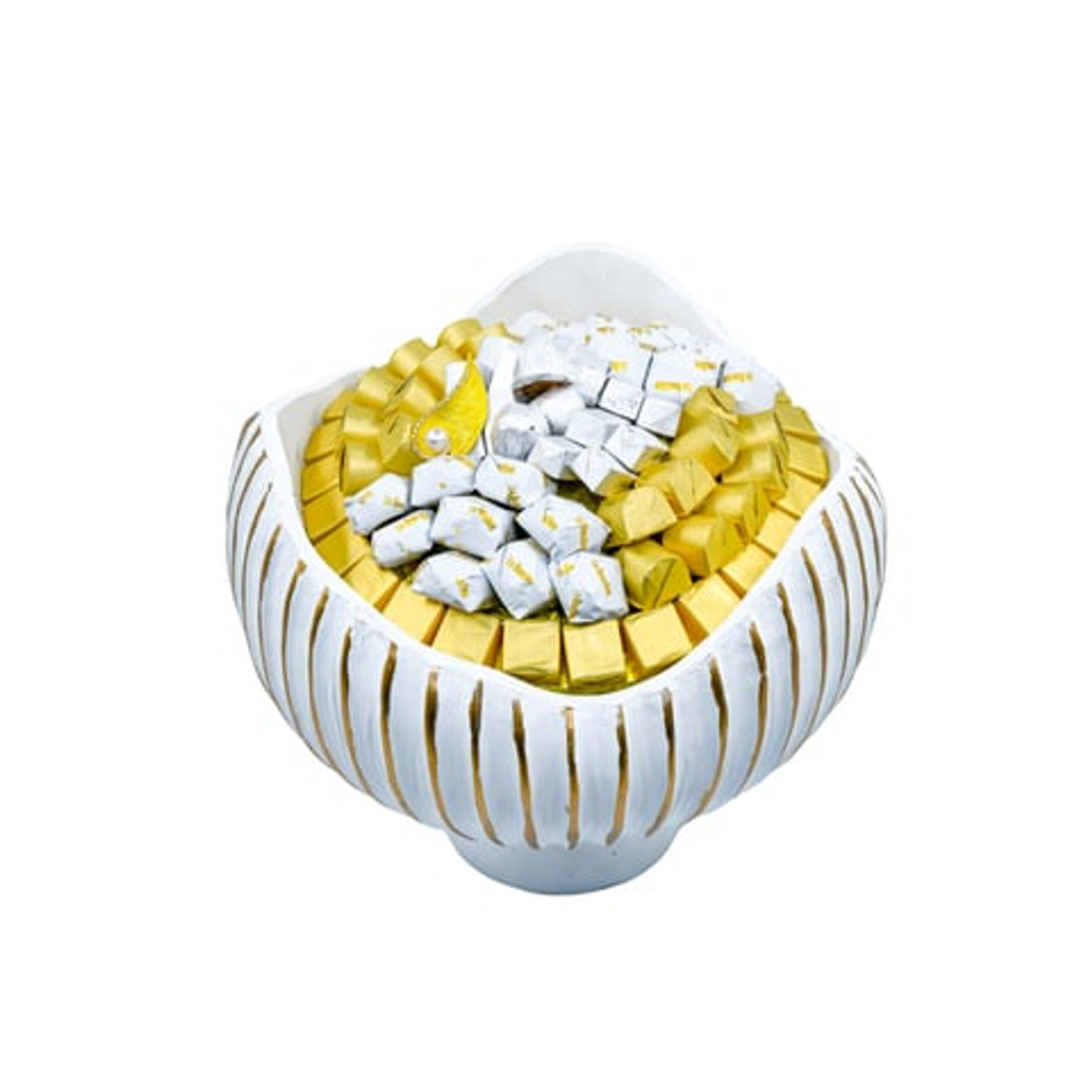 White Pottery Tray With Golden Lines