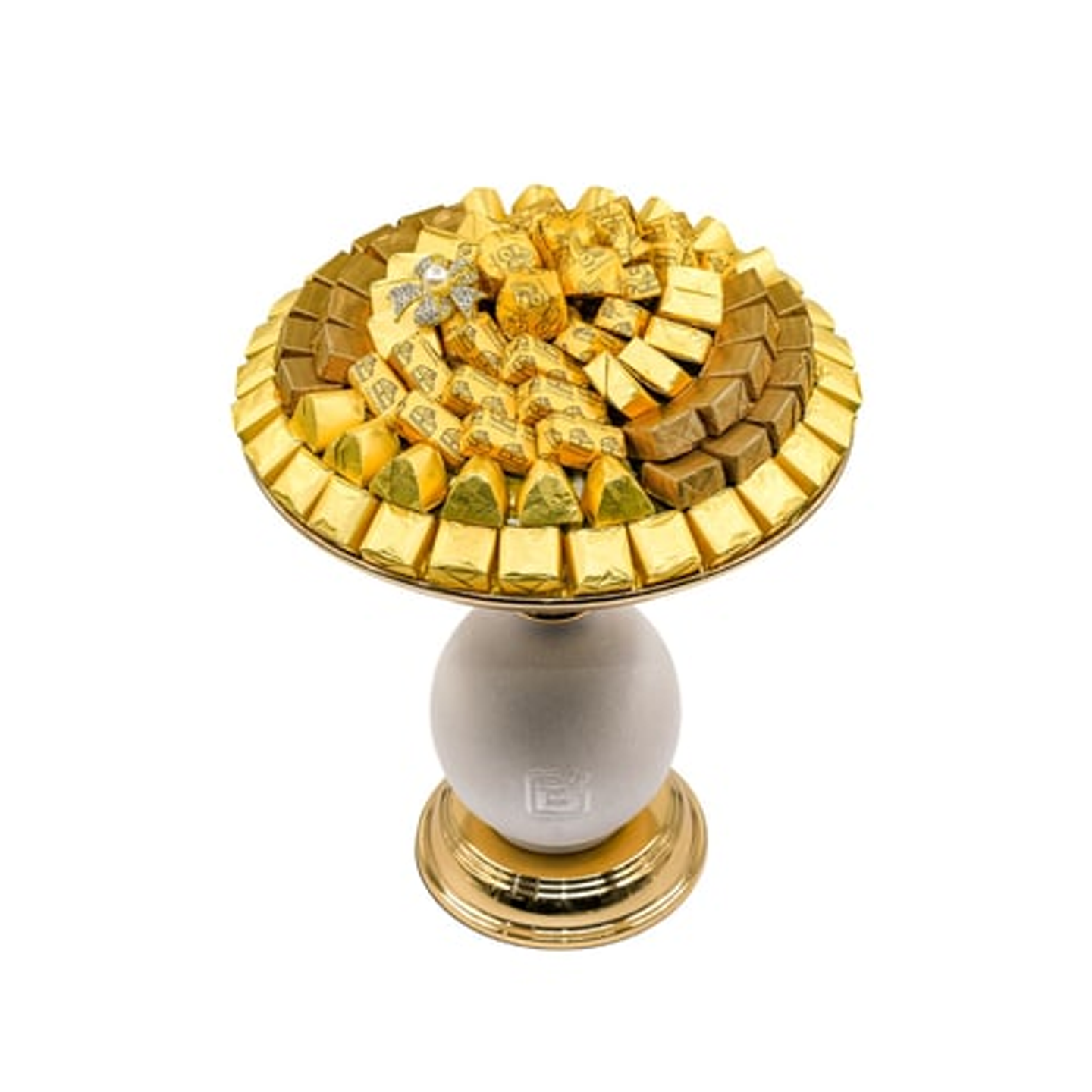 Steel Vase Decorated With White Glass