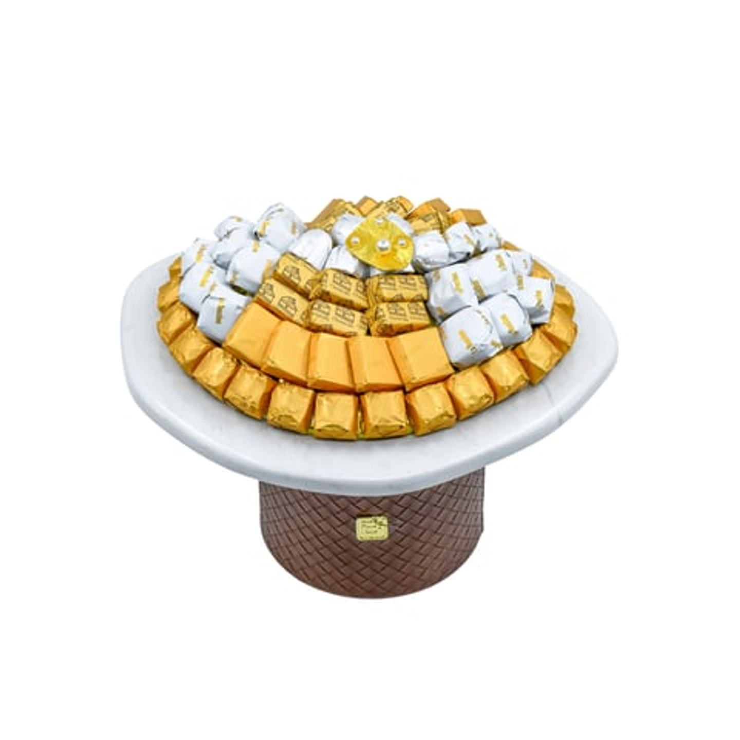 صينية رخام بقاعدة جلد بني 03003315