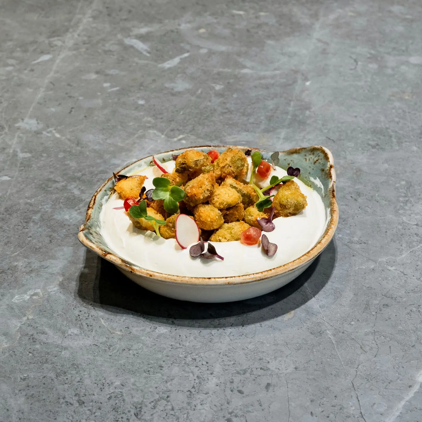 Labneh W Fried Olives