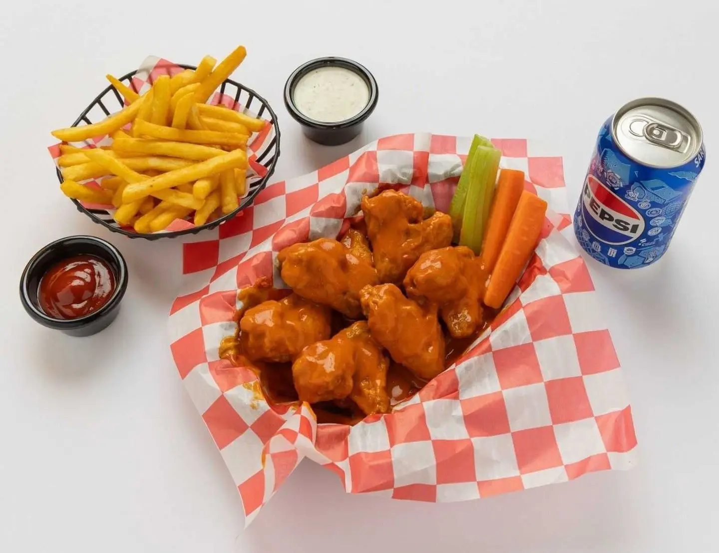 12 Pcs Wing Meal With Fries, Salad & Drink