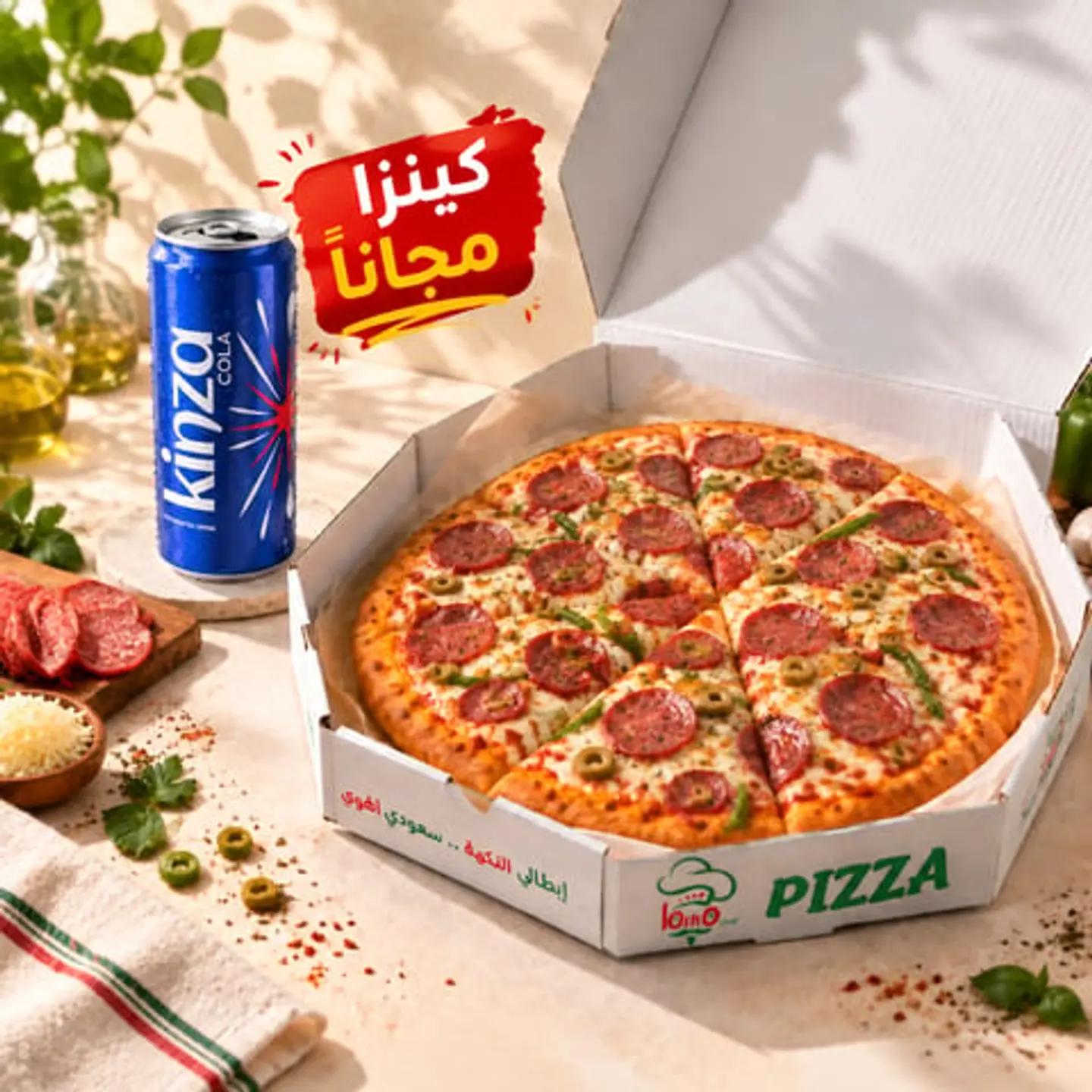 Pepperoni Pizza With A Free Kinza