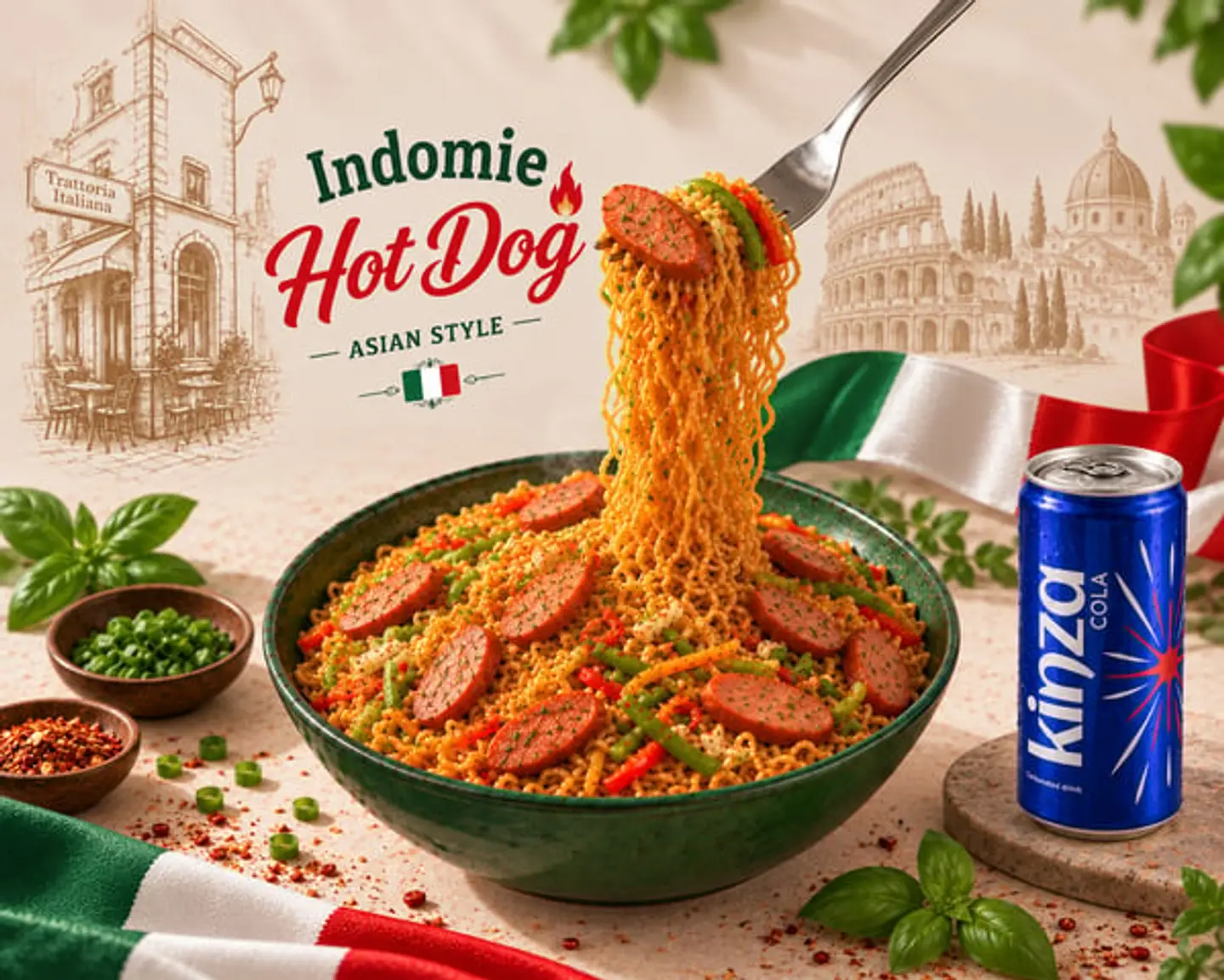 Larg Hot Dog Indomie With A Free Kinza