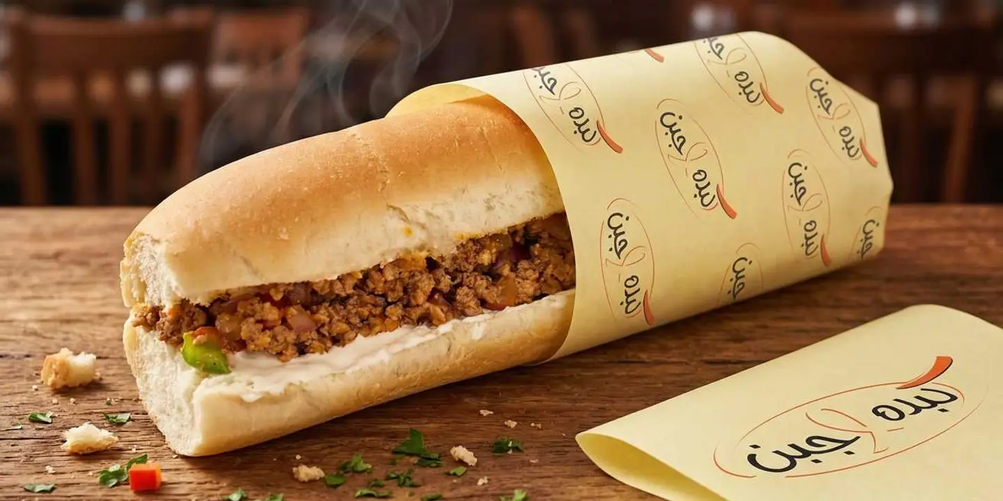 ساندويتش لحم مفروم طازج