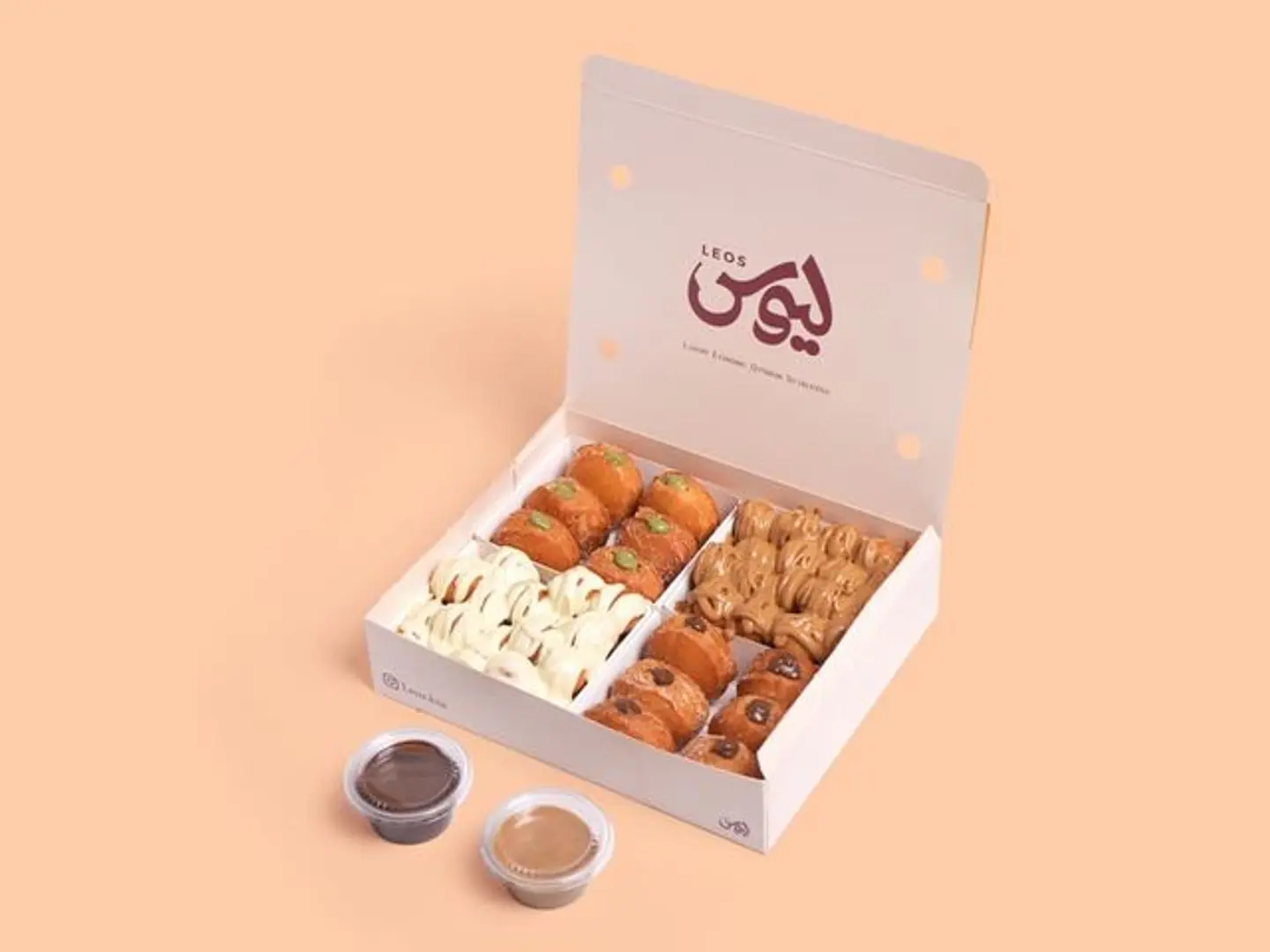 Box Mix: Two Plates Of Luqaimat And 12 Mini Stuffed Donuts