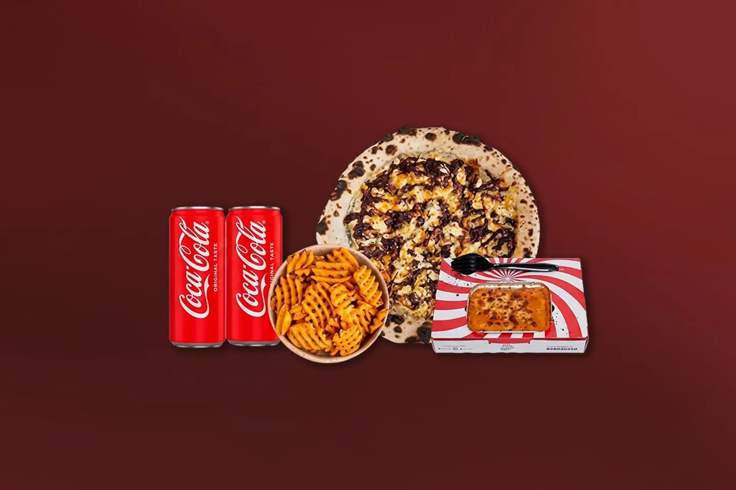 Pizza+Lasagna Mini+Waffle Fries+2 Cola