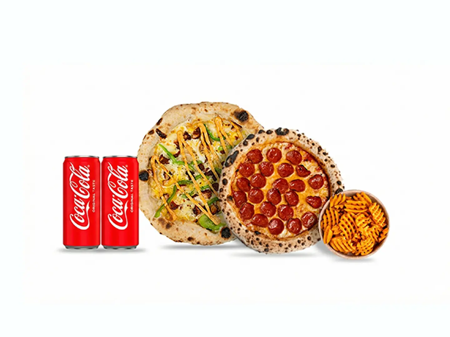 بيتزا + بيتزا وسط + وافل فرايز + 2 كولا