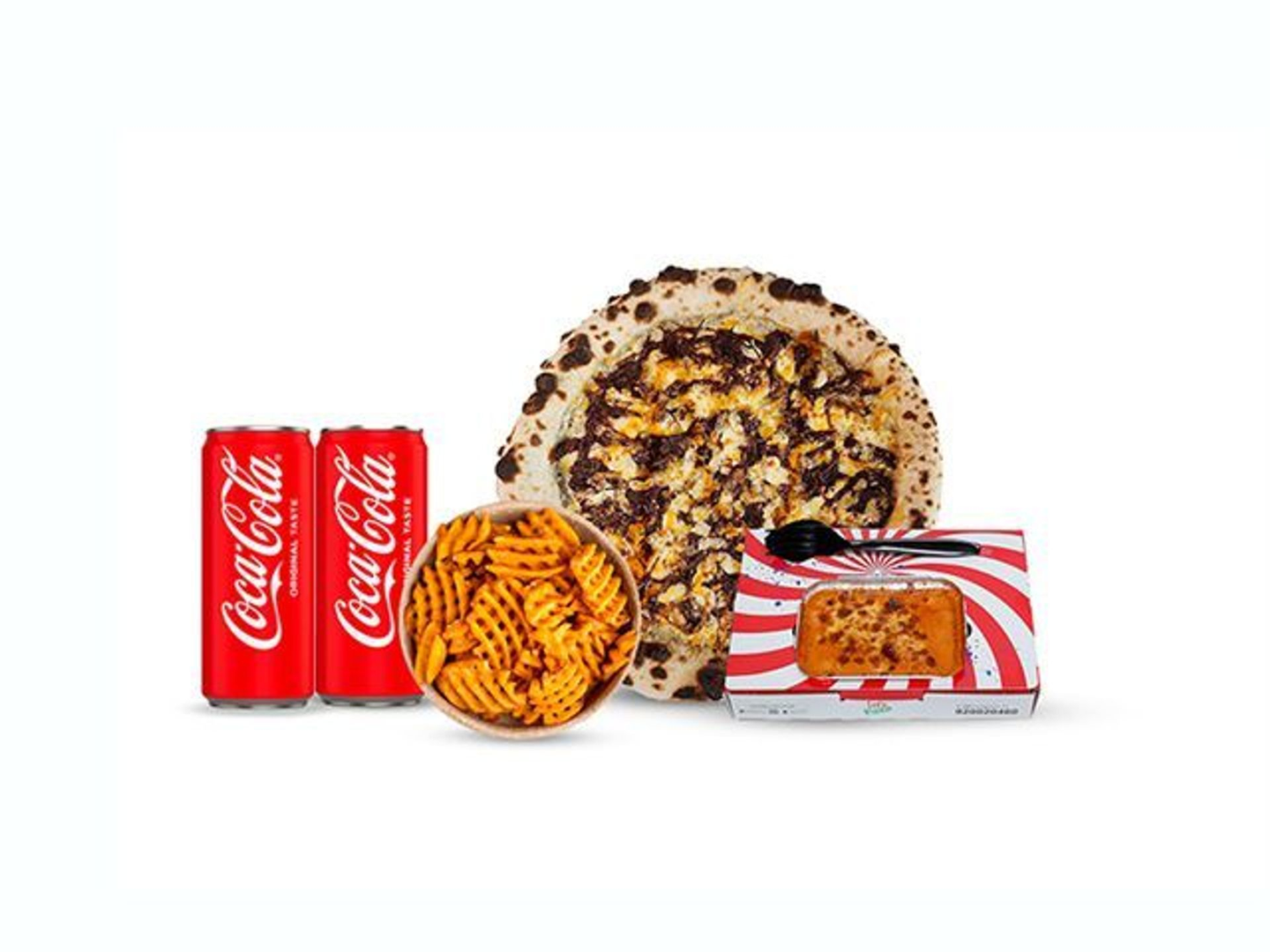 بيتزا + لازانيا ميني + وافل فرايز + 2 كولا