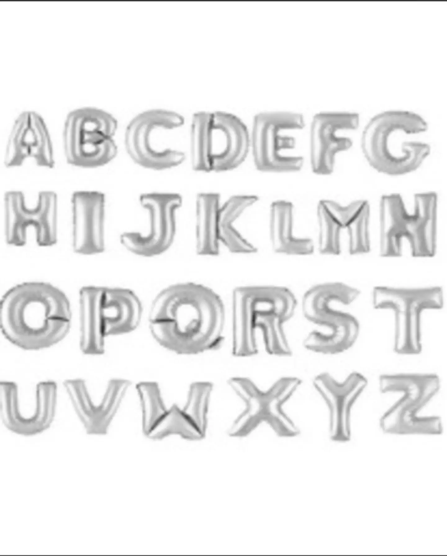 Large Silver Helium Letters
