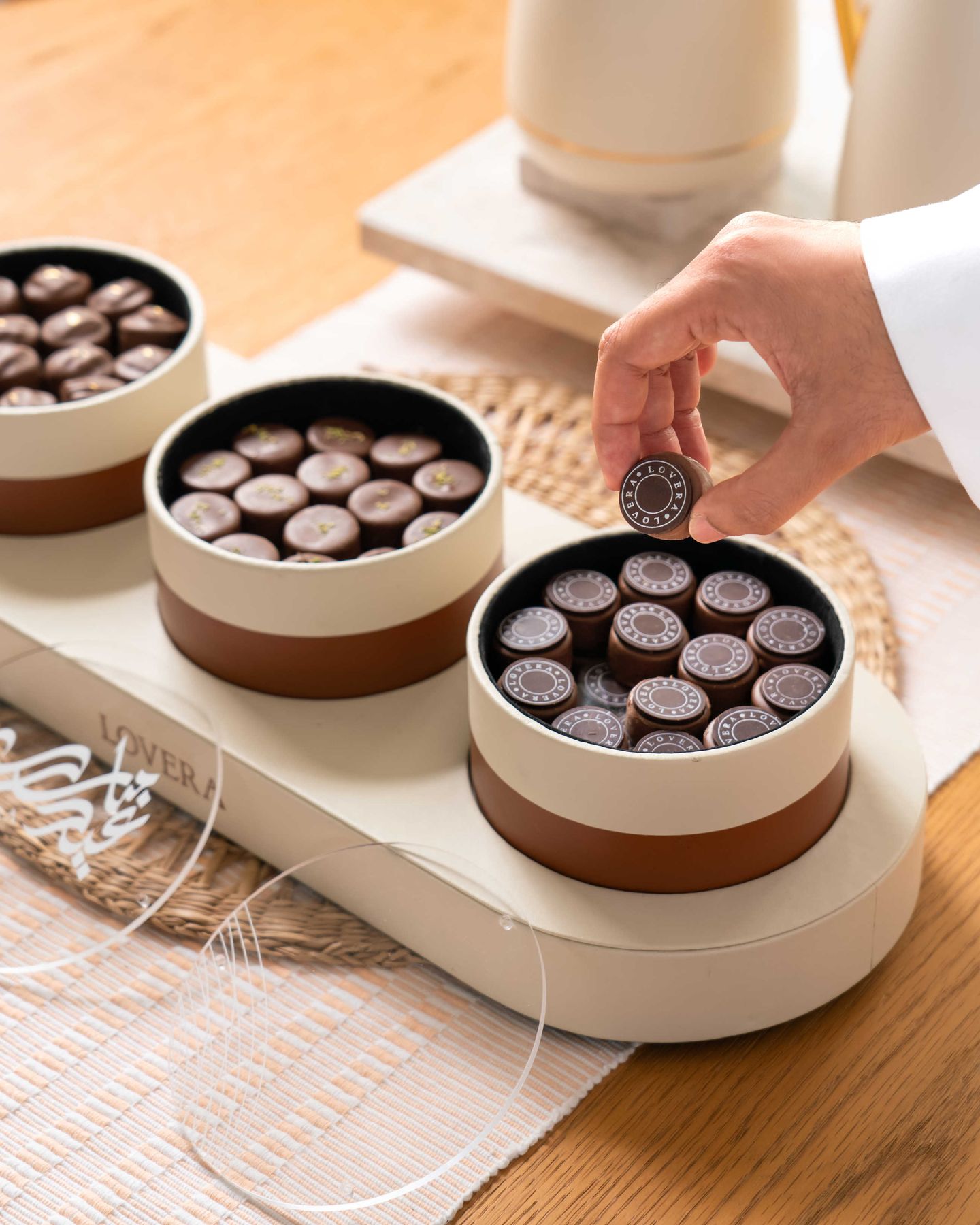 Triple Leather Tray