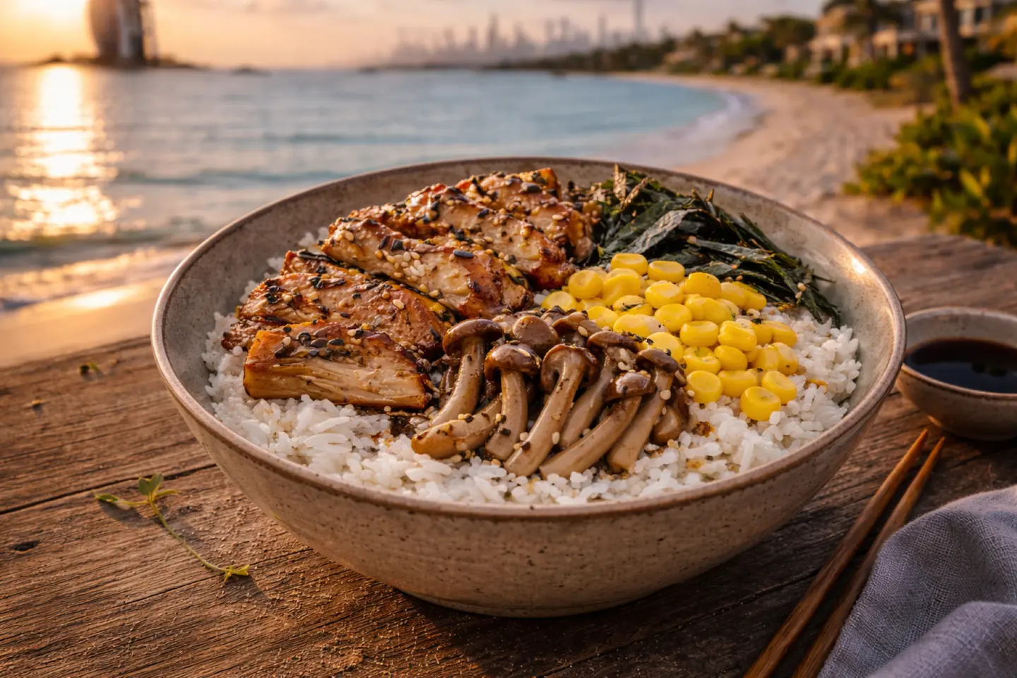 وعاء أومامي دجاج بالسمسم