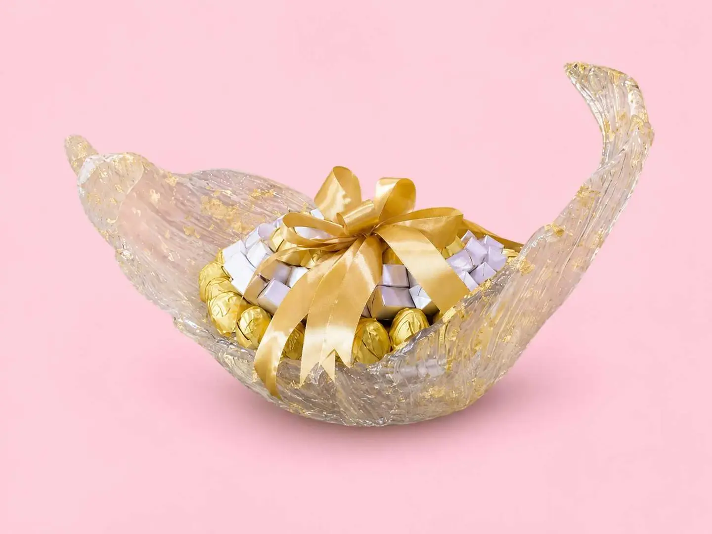 Resin Tray With Gold Accent