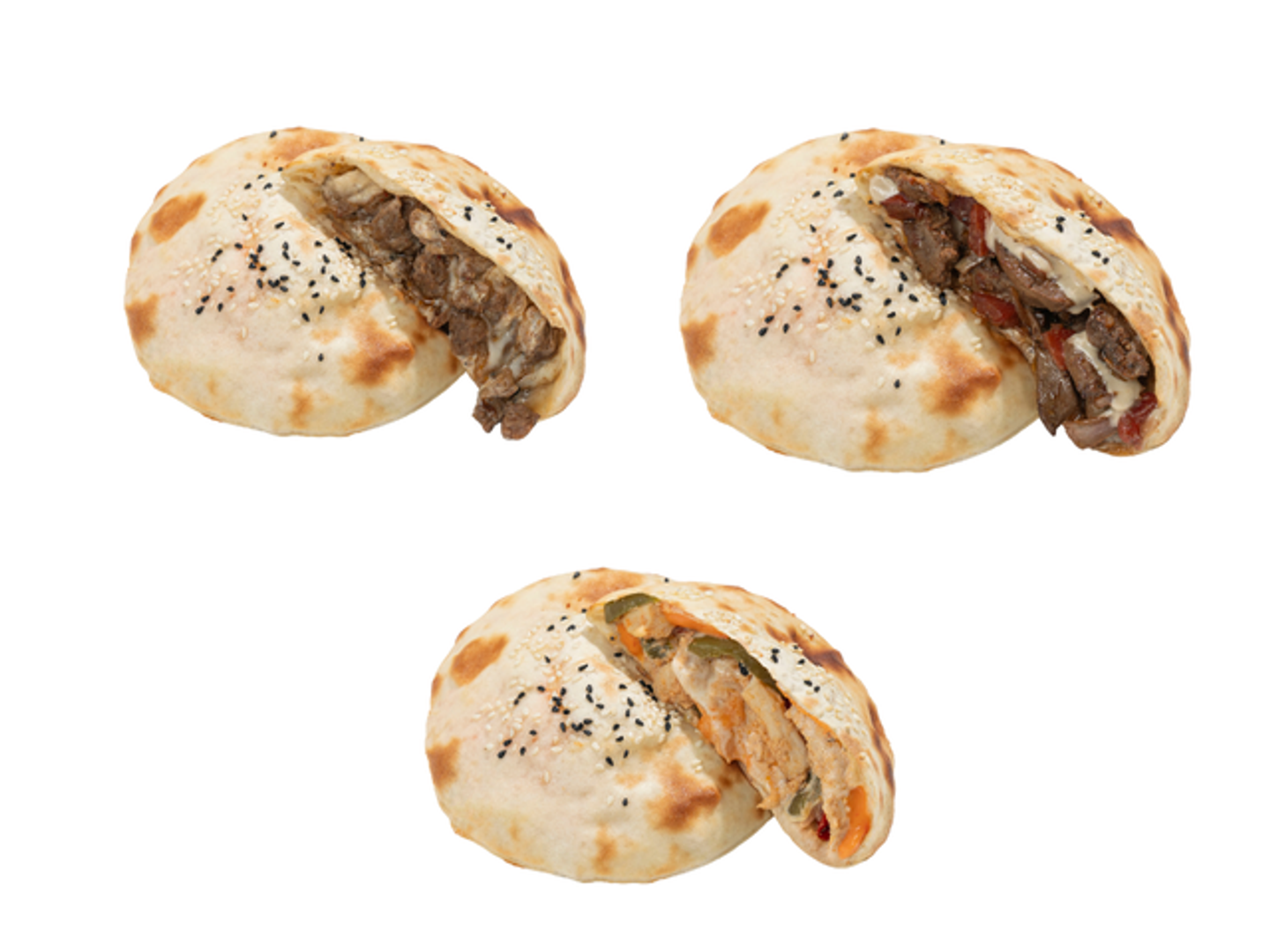 عرض ثلاثة مدورات كبدة لحم فاهيتا