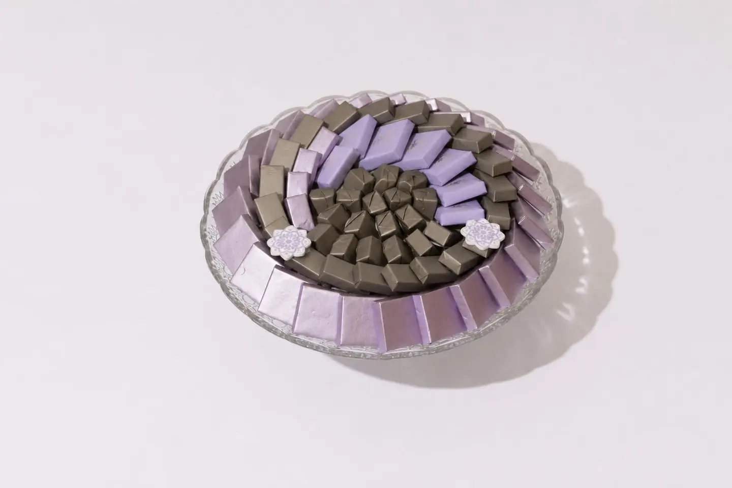 Round Chocolate Tray With Lavender Center