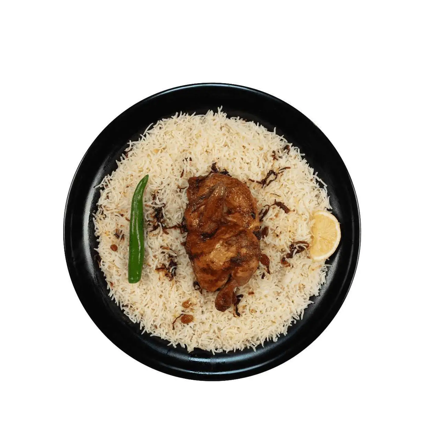 نصف دجاج علي الحطب مع ارز بشاور