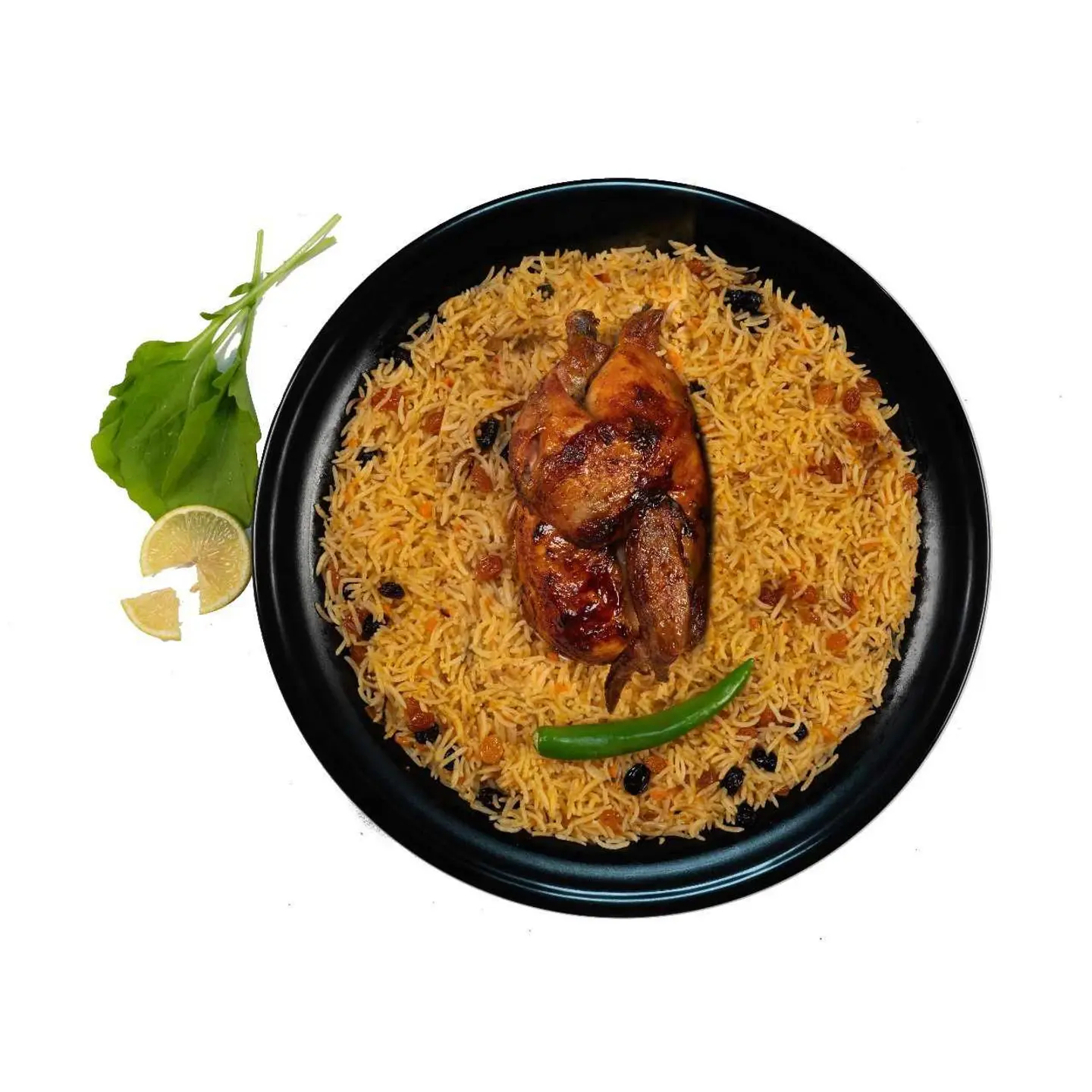 نص دجاج بالباربيكيو مع ارز بخاري