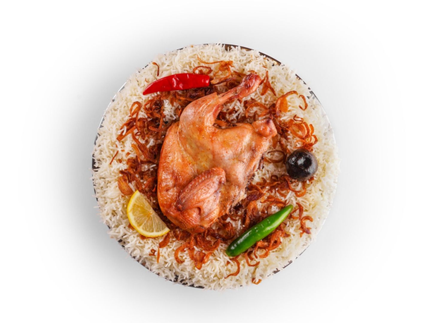 نص حبة دجاج حنيذ مع رز بشاور