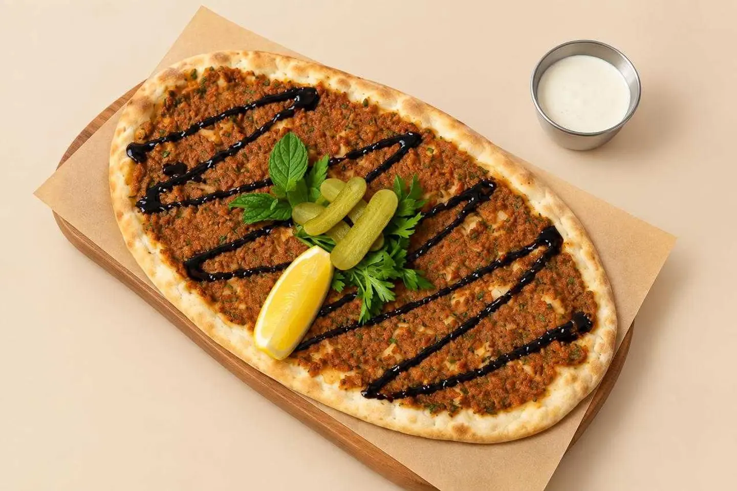 طبلية لحم بالعجين - مفرومة