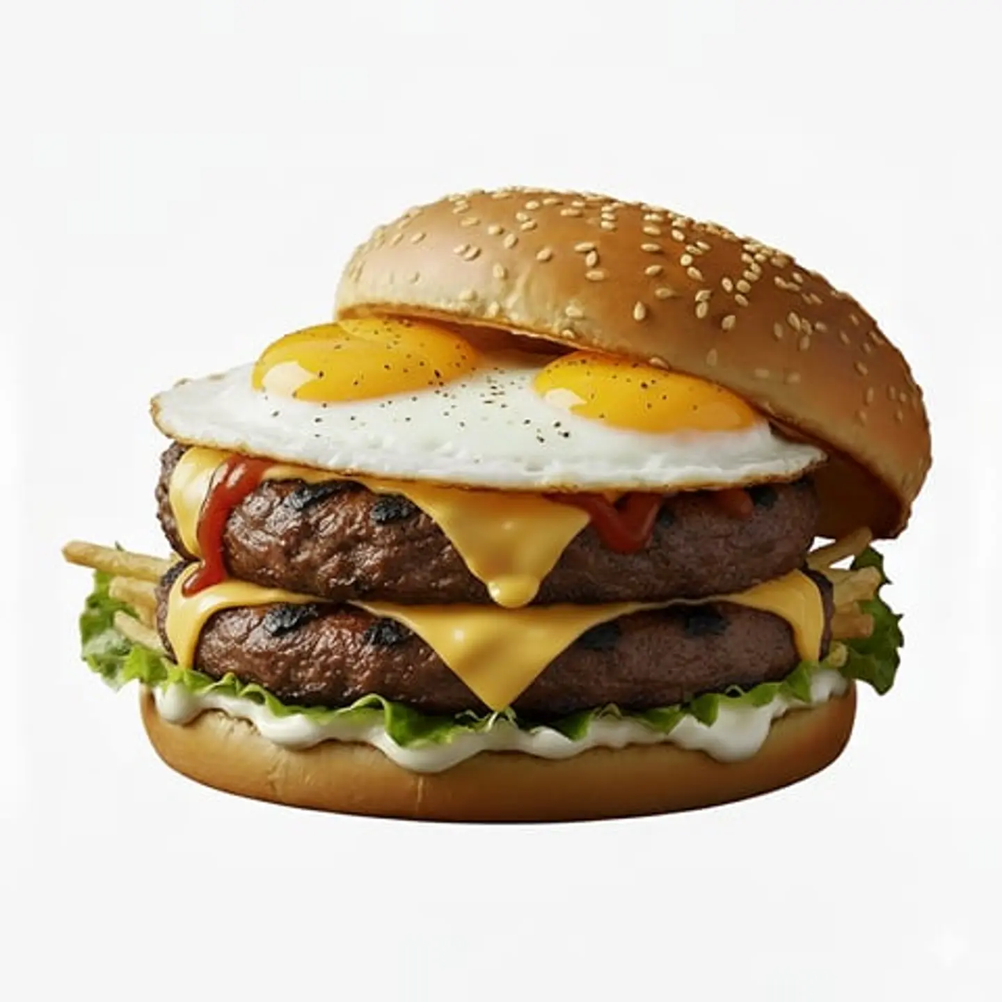 برجر دبل لحم بالبيض