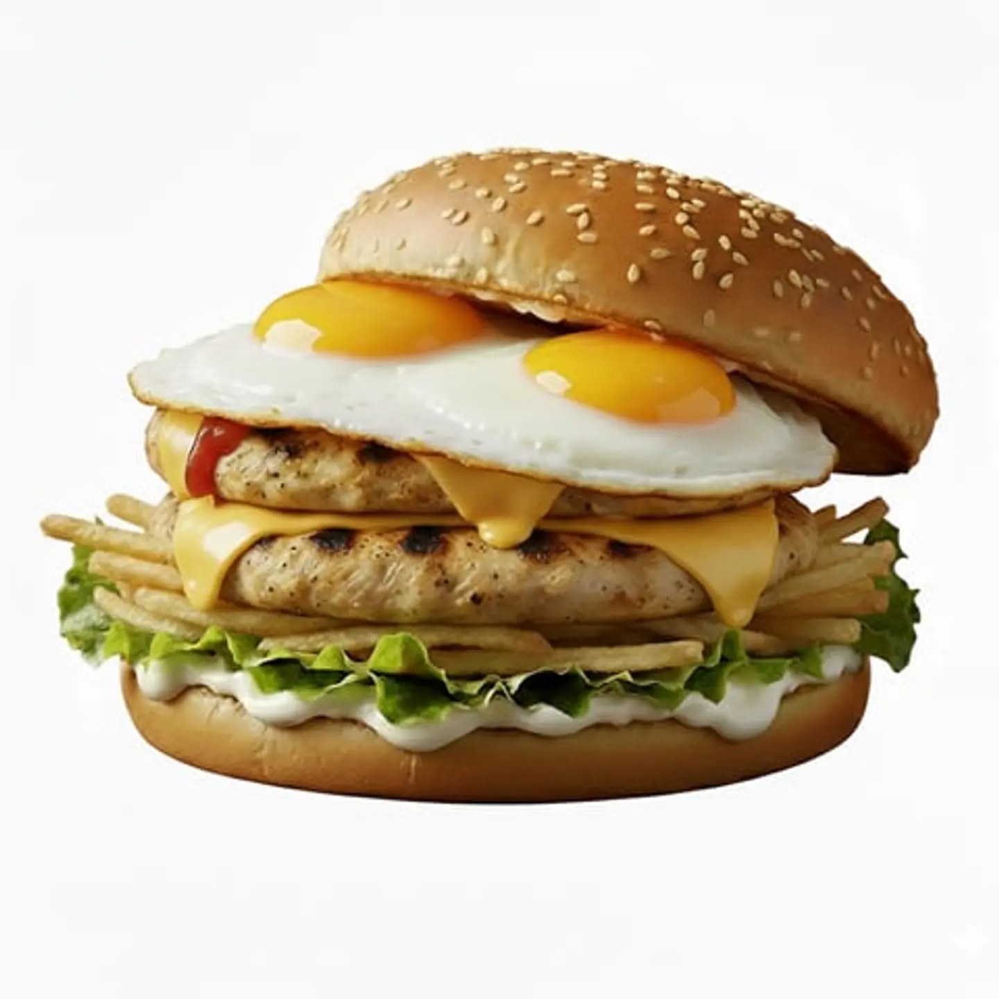 برجر دبل دجاج بالبيض