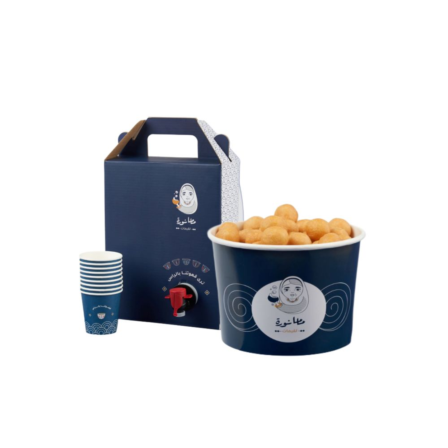 ترمس قهوة مع لقيمات وسط