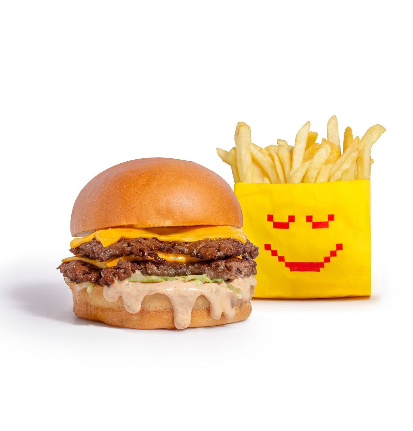 Double Beef Burger With Fries