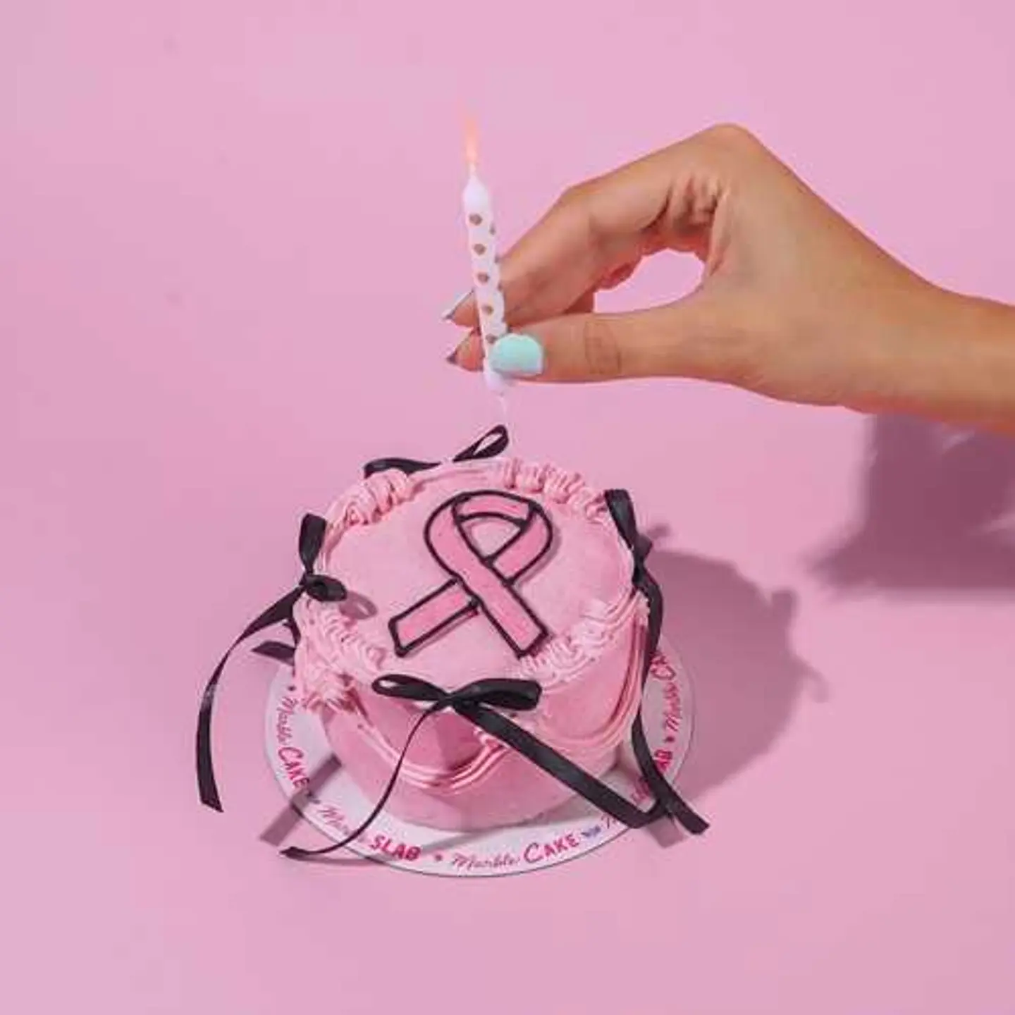 Pink Ribbon Cute Cake   Logo