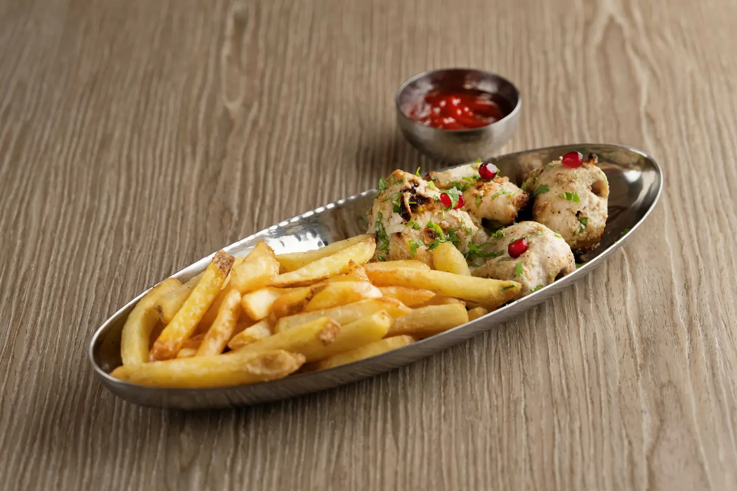 Chicken Malai Tikka With Fries