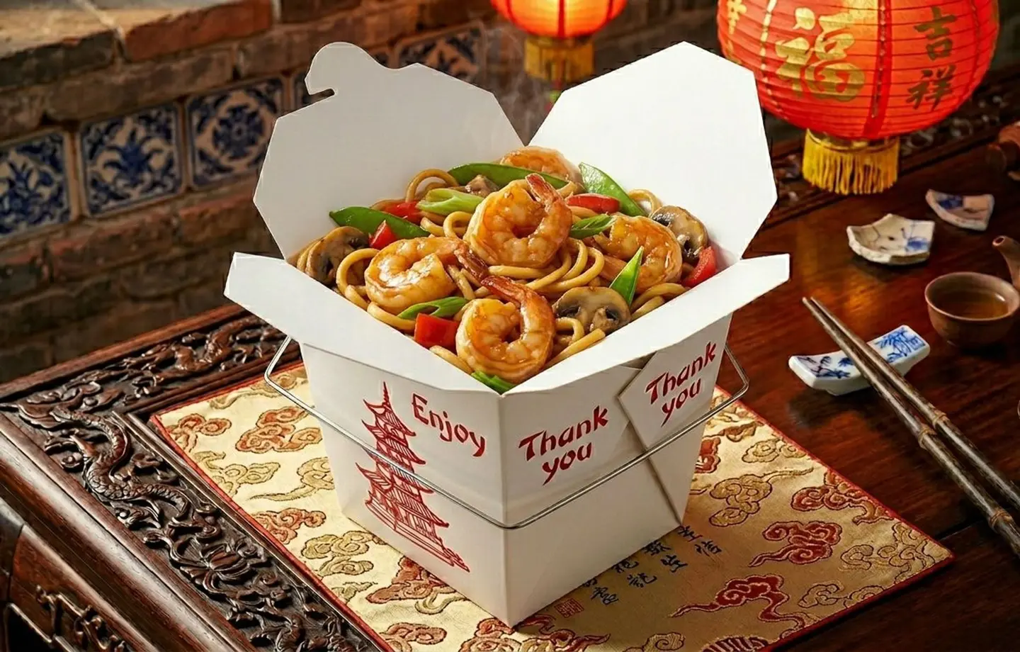 Honey Garlic Prawn Noodles