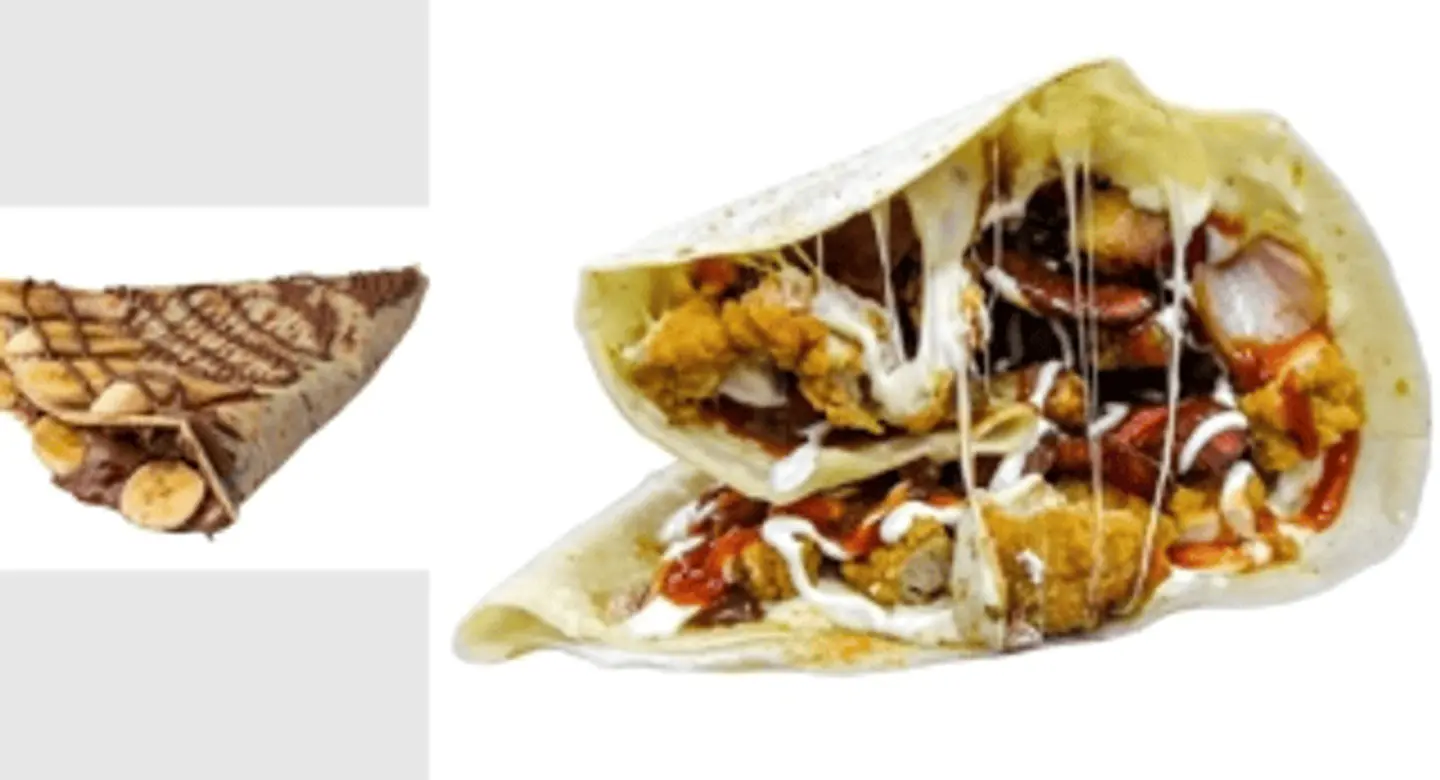 Sausage Crepe + Nutella Crepe