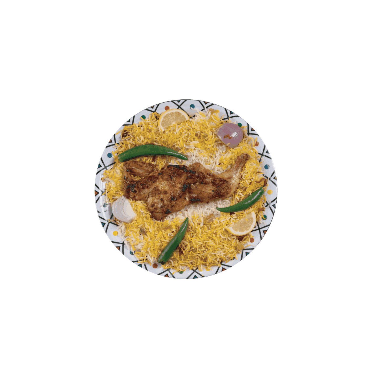 نصف حبة دجاج مظبي مع ارز شعبي