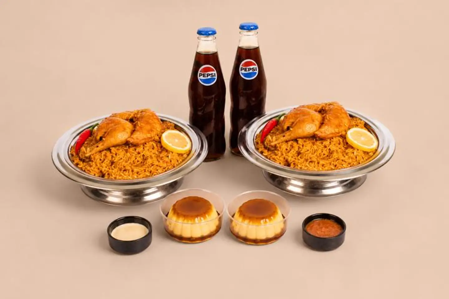 Chicken Madghout Meal With Dessert For Two People