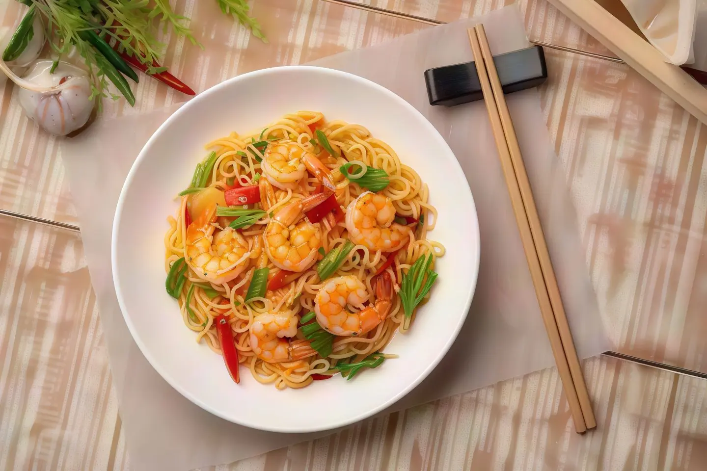 Shrimp Noodles And Vegetables