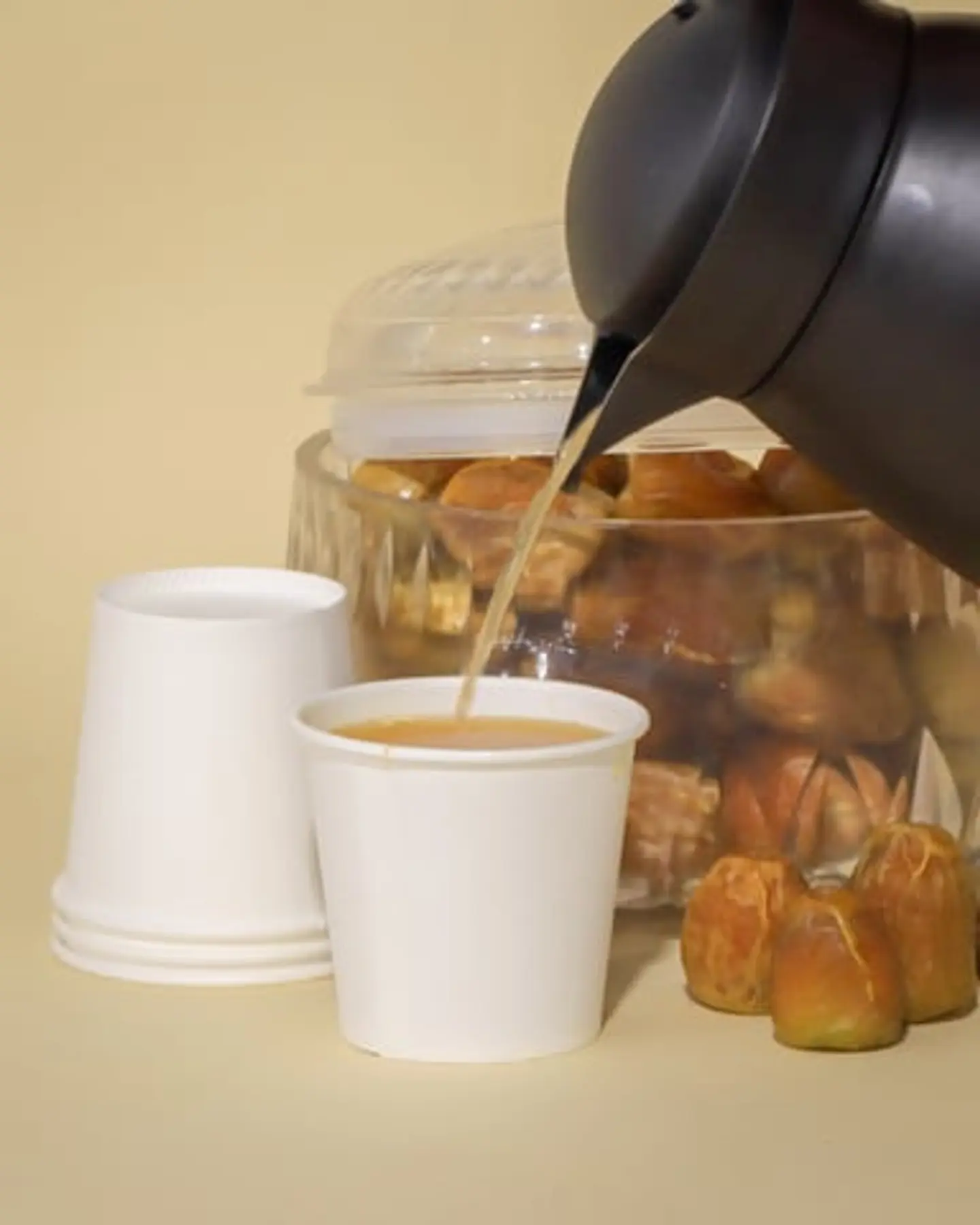 Dallah Coffee Pot Serves 4 People, Served With Dates