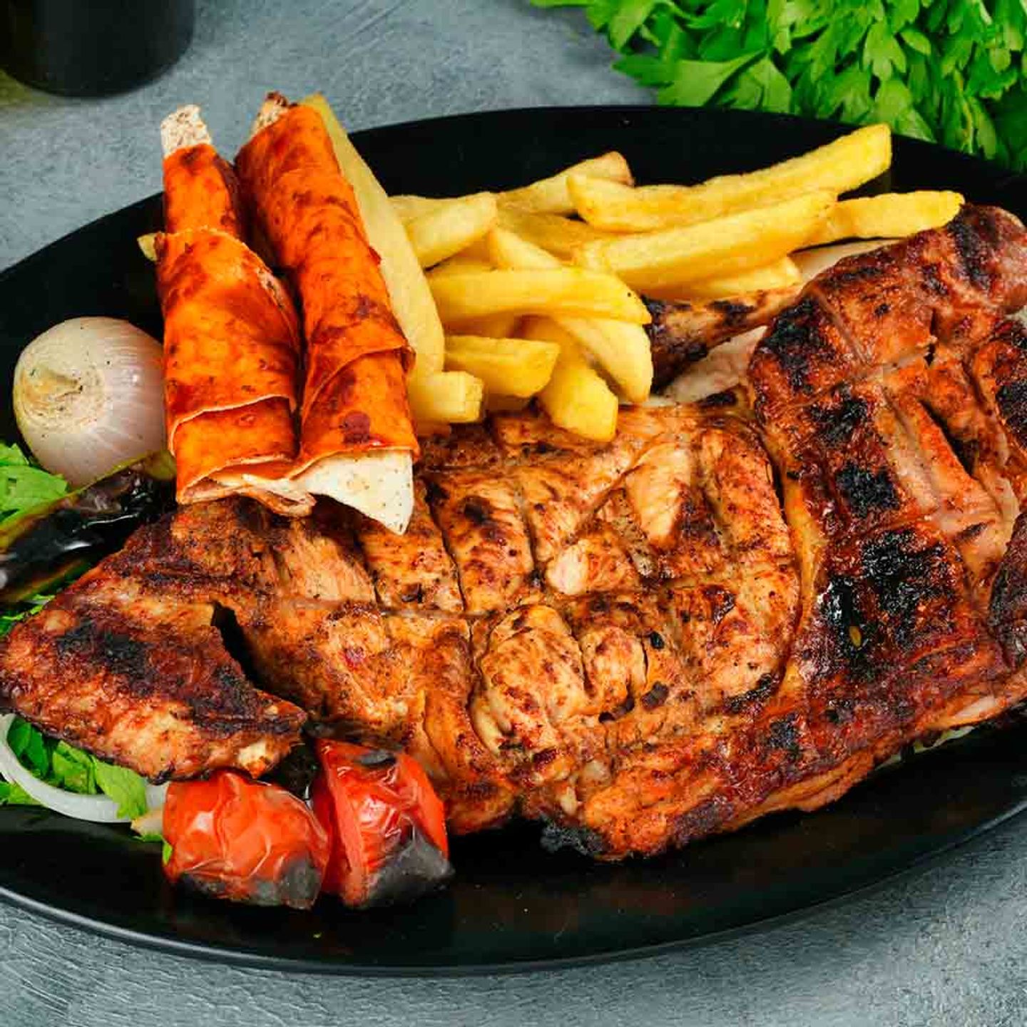 Half Charcoal Grilled Chicken With Rice