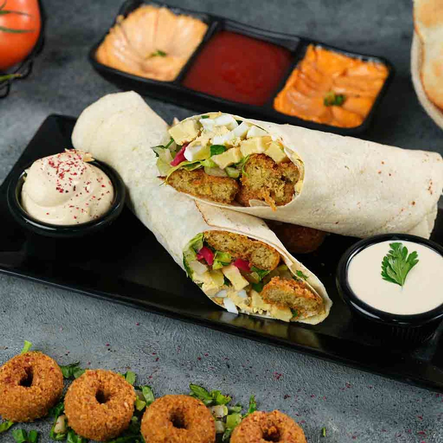 Mixed Falafel Sandwich With Eggs