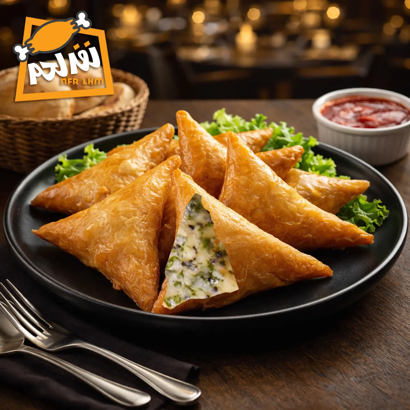 سمبوسة جبنة بيضاء بالزعتر