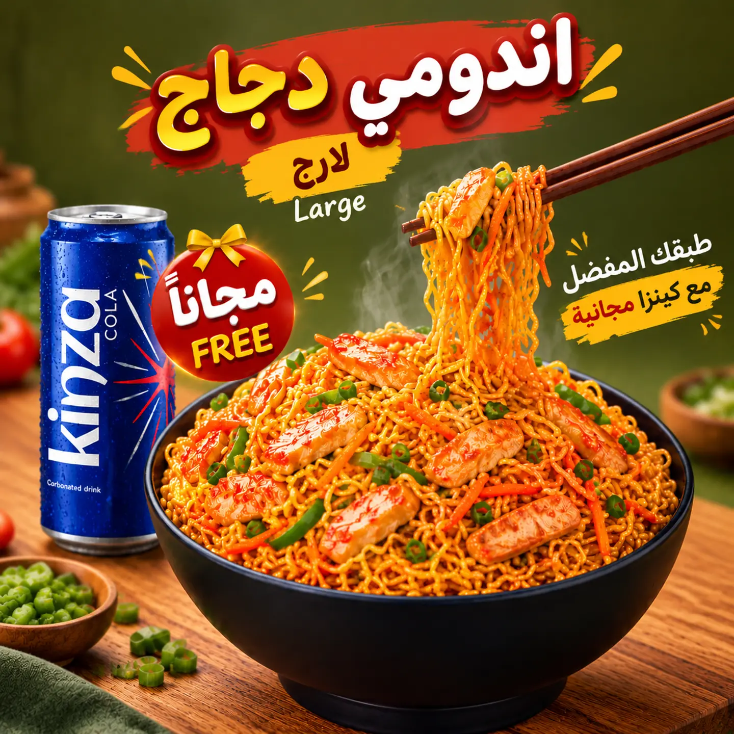 Large Chicken Indomie + Free Kinza