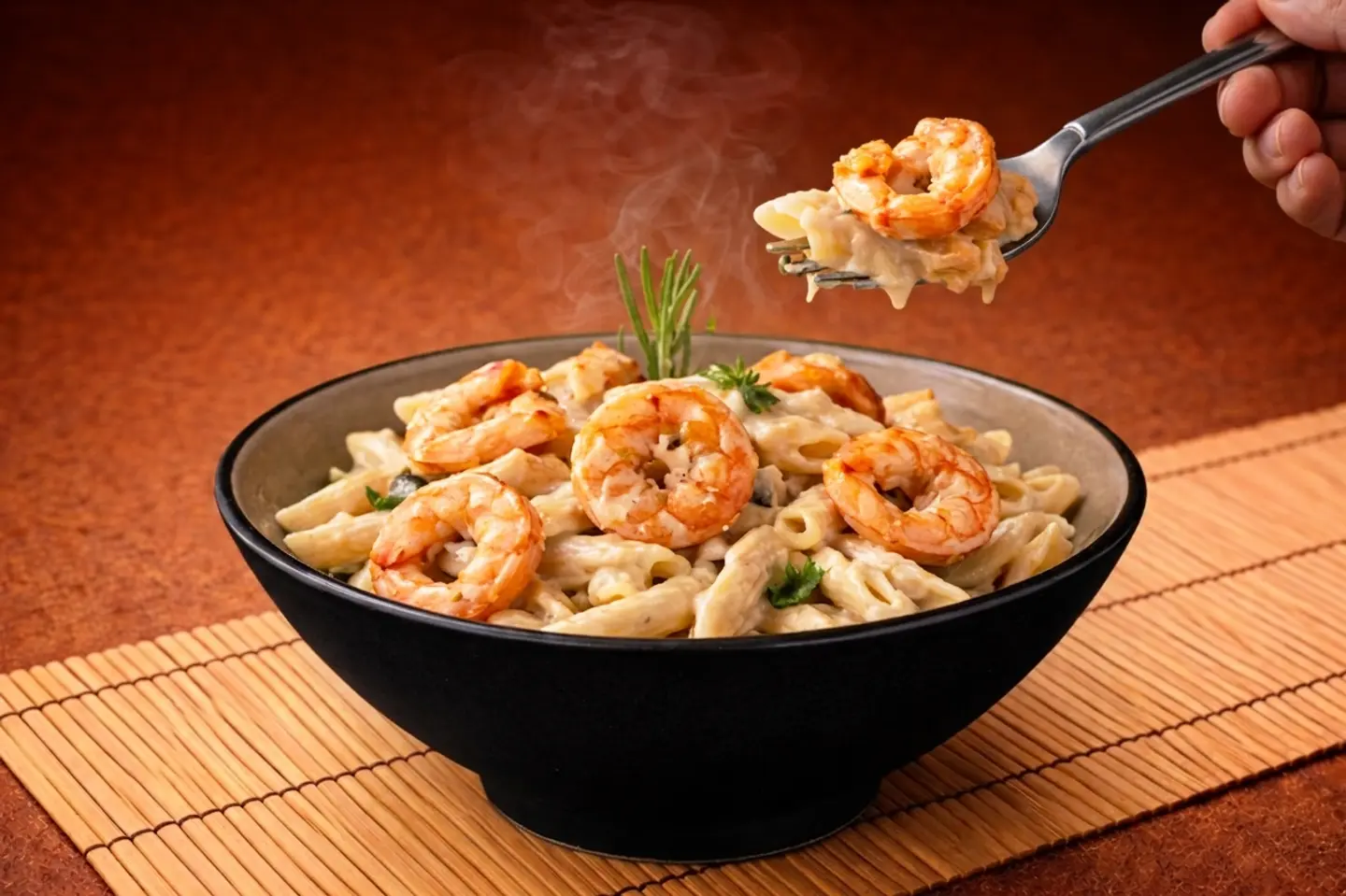 White Pasta With Shrimp Sauce