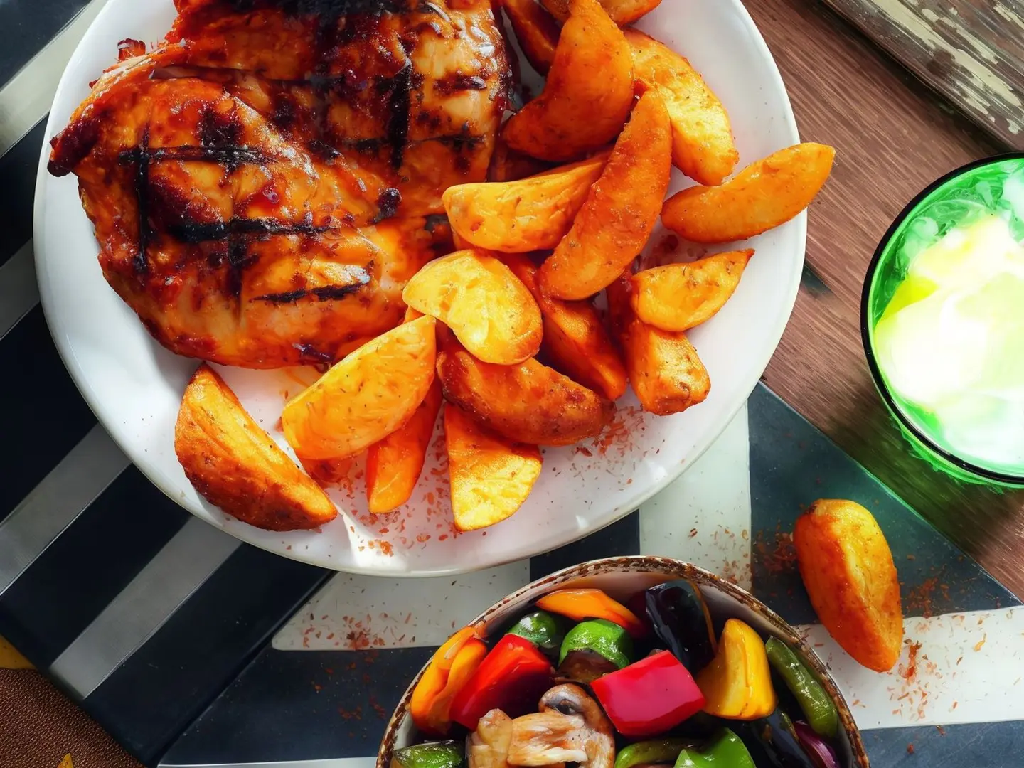 دجاج باترفلاي مع طبق جانبي واحد عادي