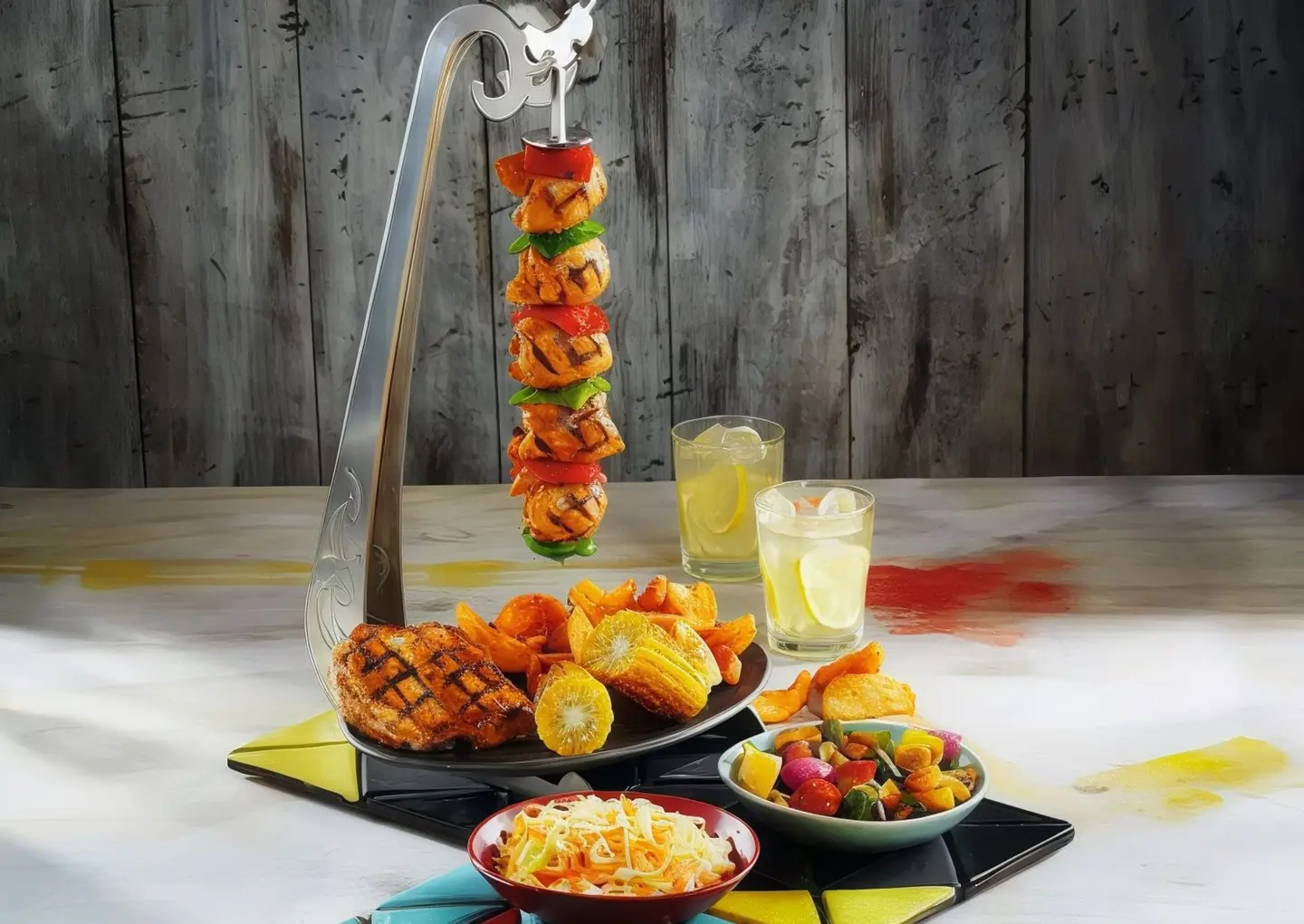 طبق بدون عظام مع 4 أطباق جانبية عادية