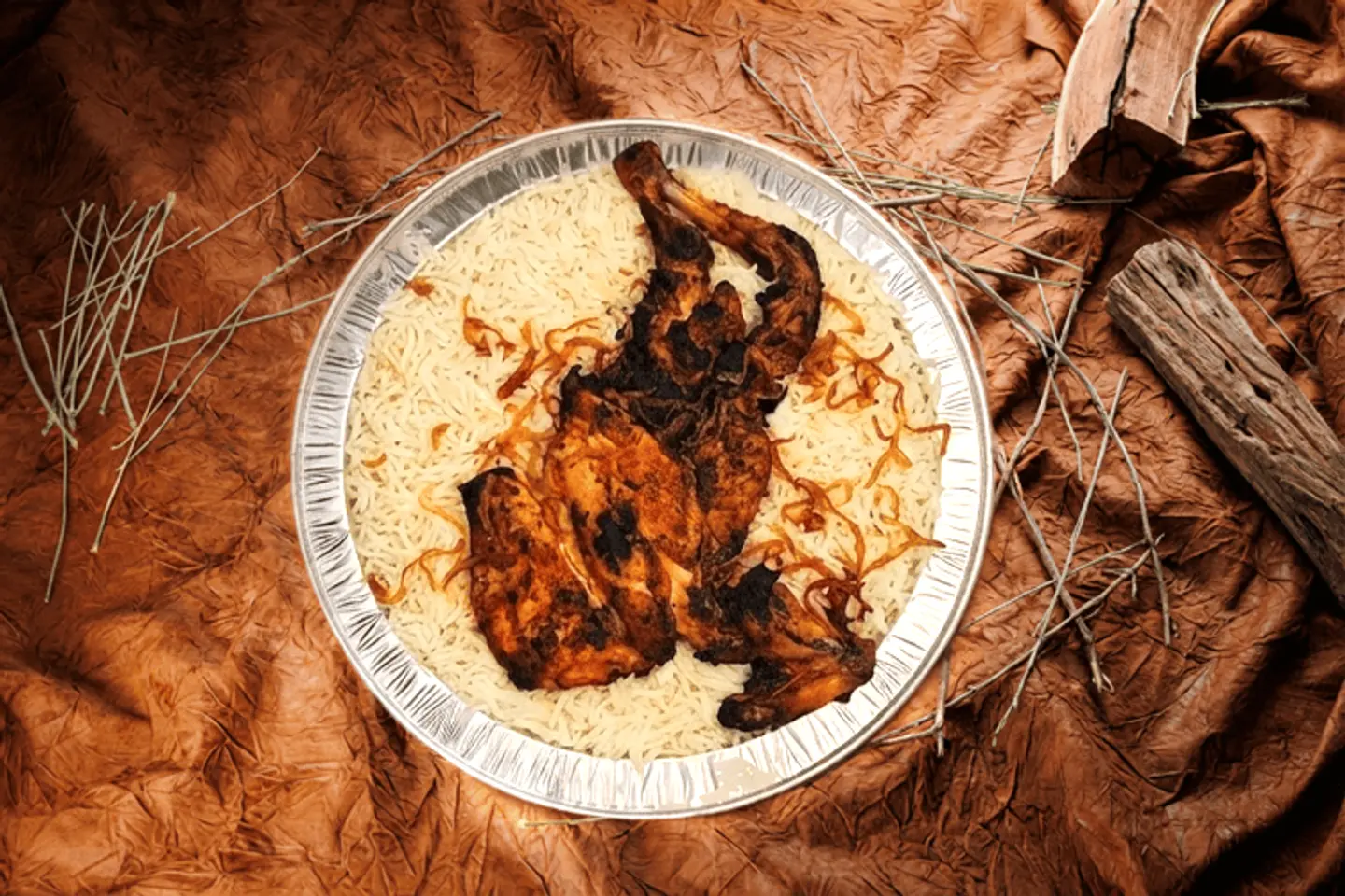 نص حبة دجاج مظبي مع أرز بشاور