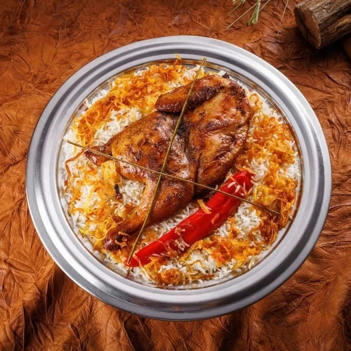 نص دجاج مدخن أرز مزة ابيض