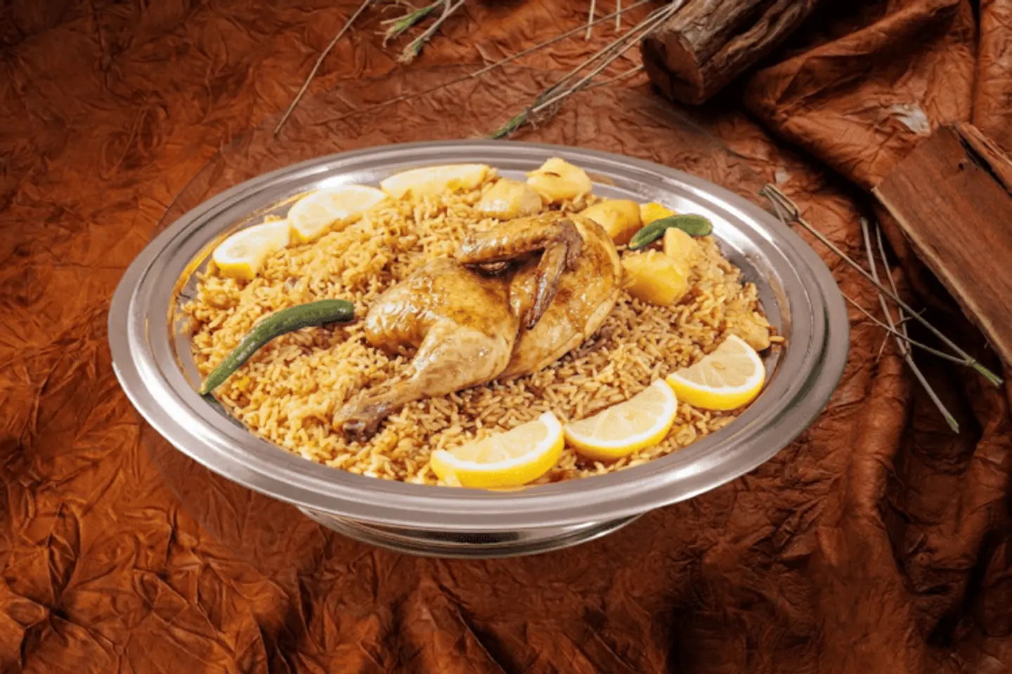 نص دجاج مضغوط أرز مزة