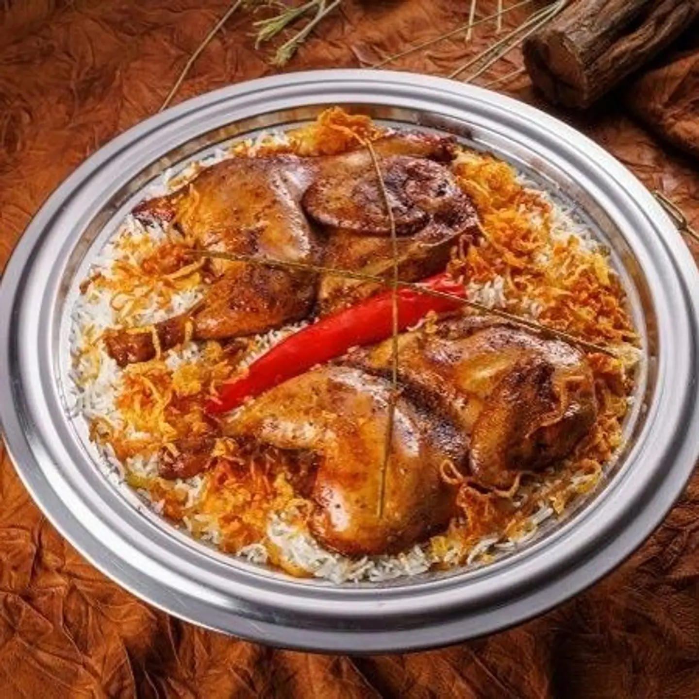 حبة دجاج مدخن مع أرز بشاور