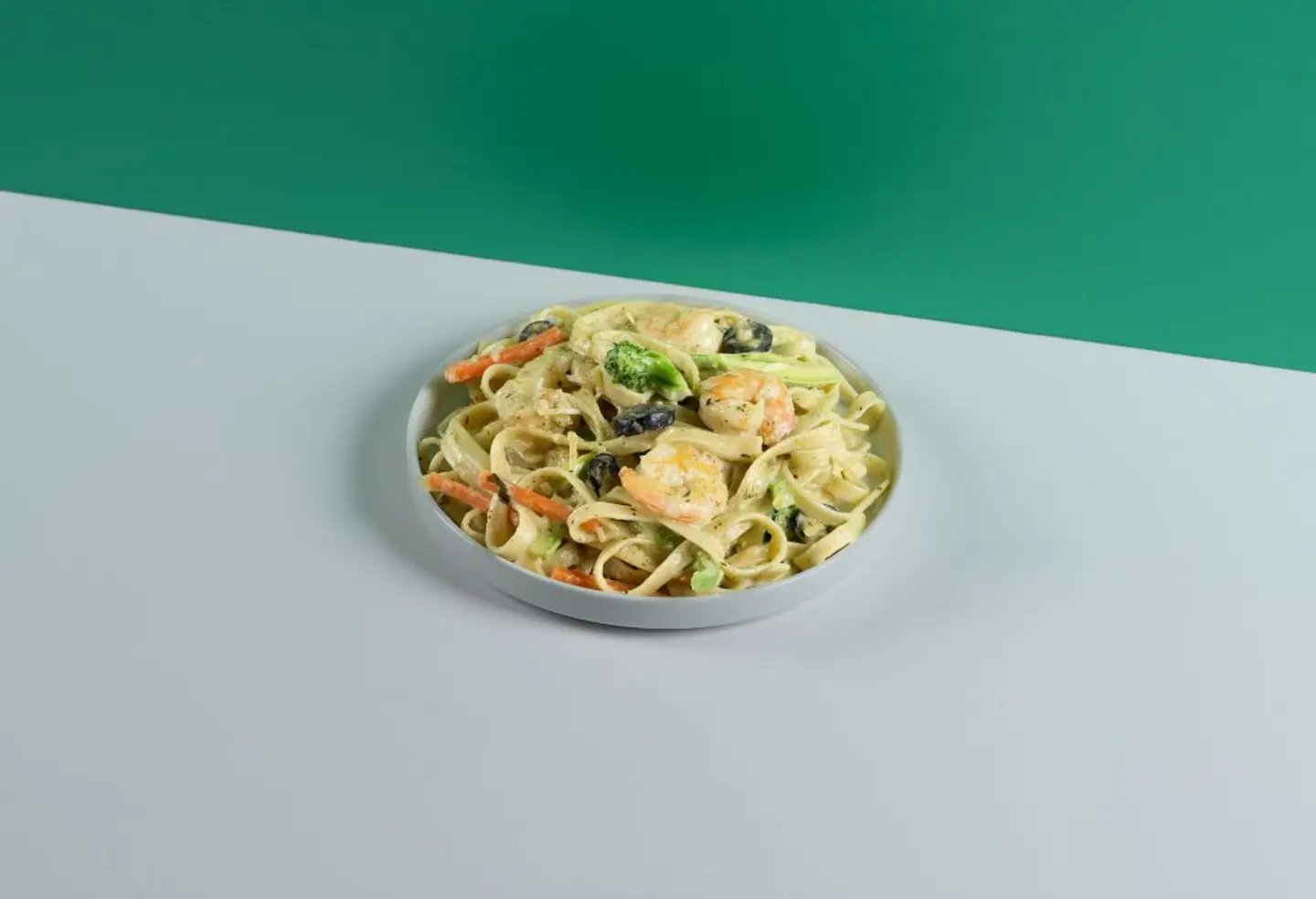 باستا روبيان بصلصة البيستو الكريمية